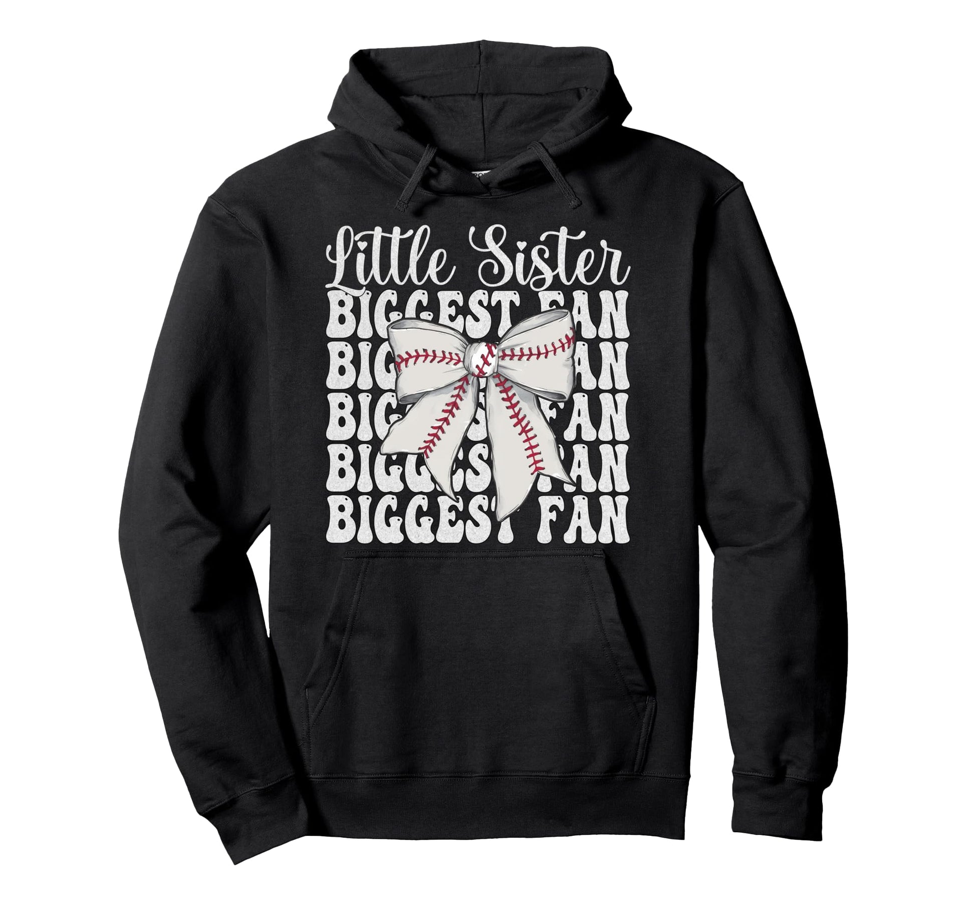 Baseball Sister Baseball Coquette Bow Hoodie - Casual Everyday Wear Unisex - T-Shirt, Sweatshirt, Hoodie