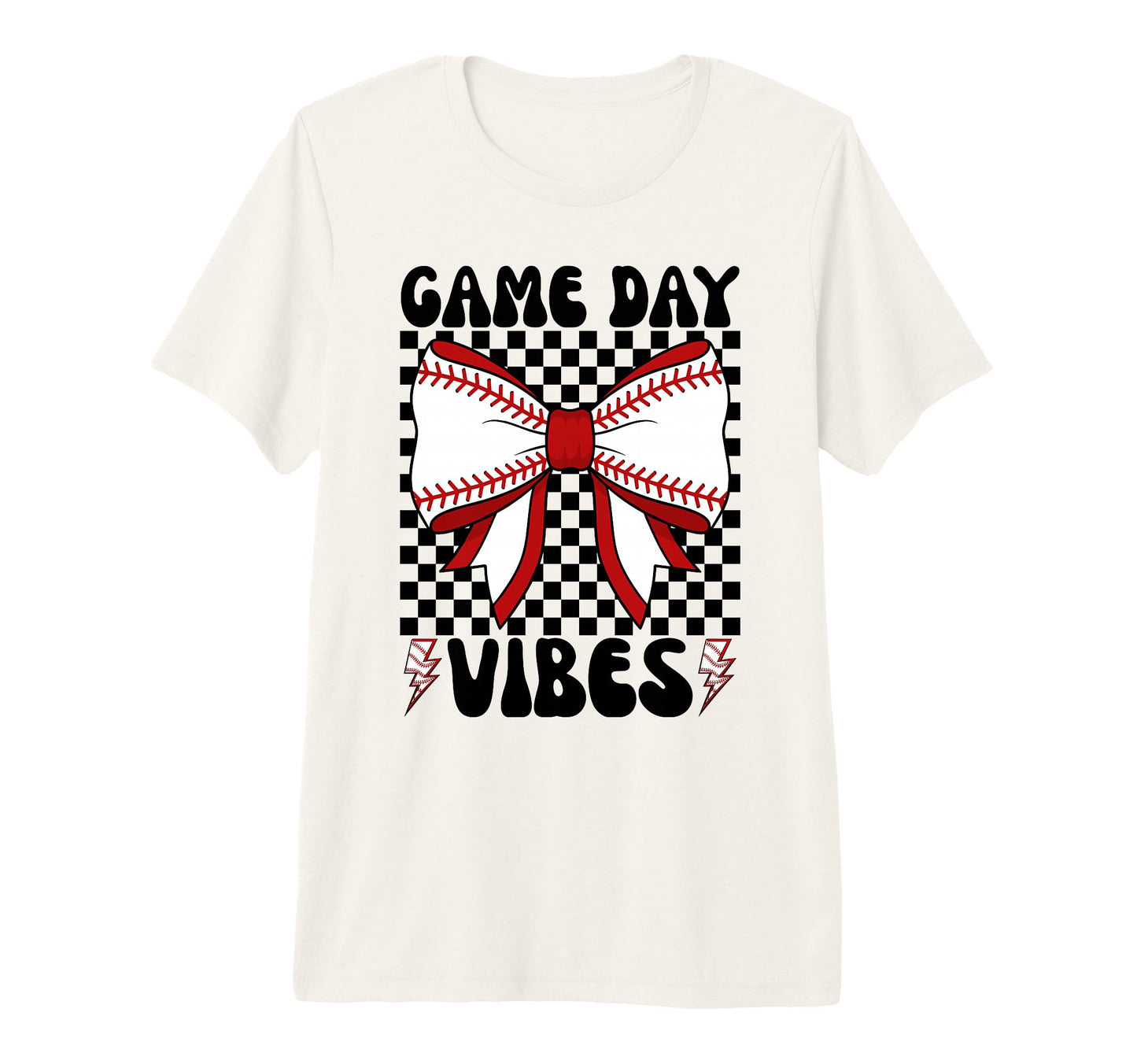 Game Day Vibes Coquette Bow Baseball T-Shirt - Graphic Print for Adults - T-Shirt, Sweatshirt, Hoodie