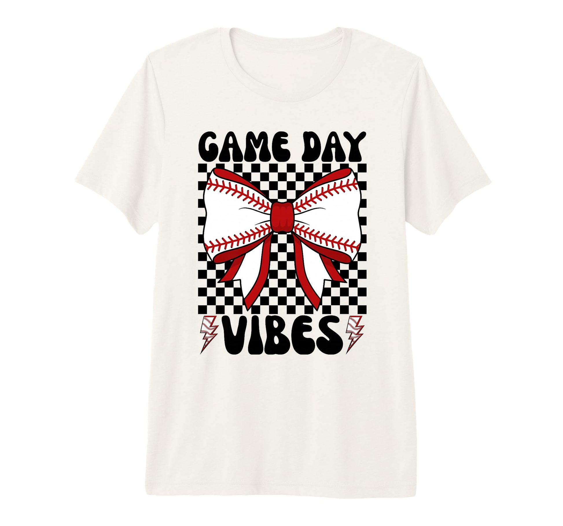 Game Day Vibes Coquette Bow Baseball T-Shirt - Graphic Print for Adults - T-Shirt, Sweatshirt, Hoodie