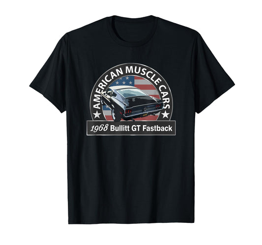 1968 Bullitt Gt Fastback American T-Shirt - Custom Art Print Men Women - T-Shirt, Sweatshirt, Hoodie