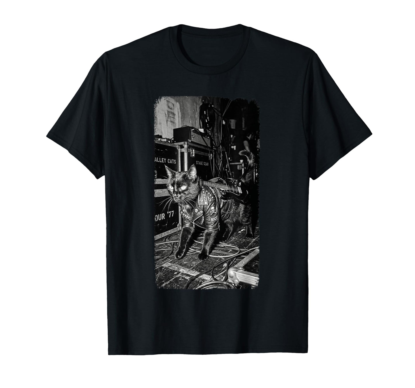 Black Punk Rock Cat Riot Backstage T-Shirt - Streetwear Style Men Women - T-Shirt, Sweatshirt, Hoodie