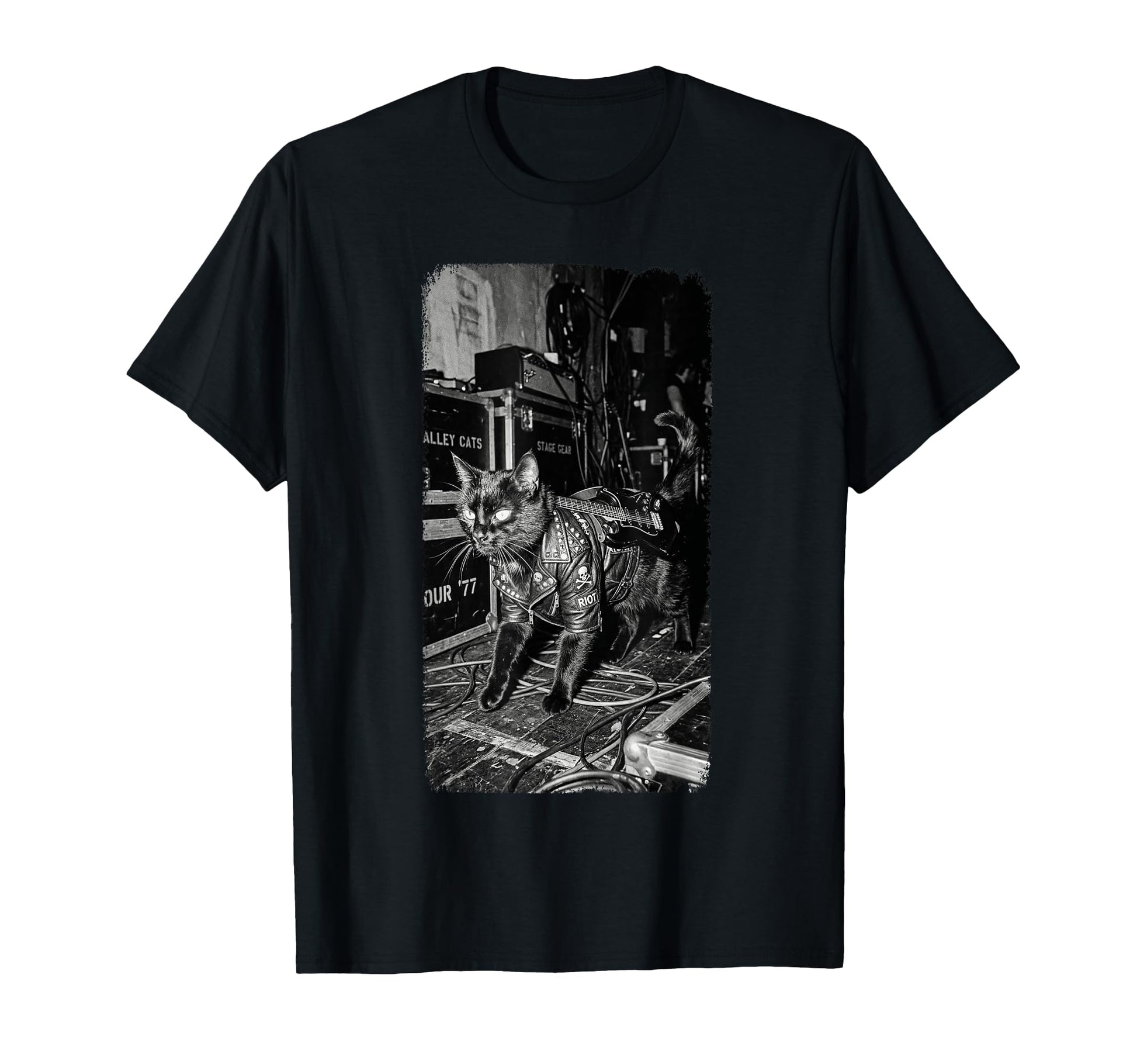 Black Punk Rock Cat Riot Backstage T-Shirt - Streetwear Style Men Women - T-Shirt, Sweatshirt, Hoodie