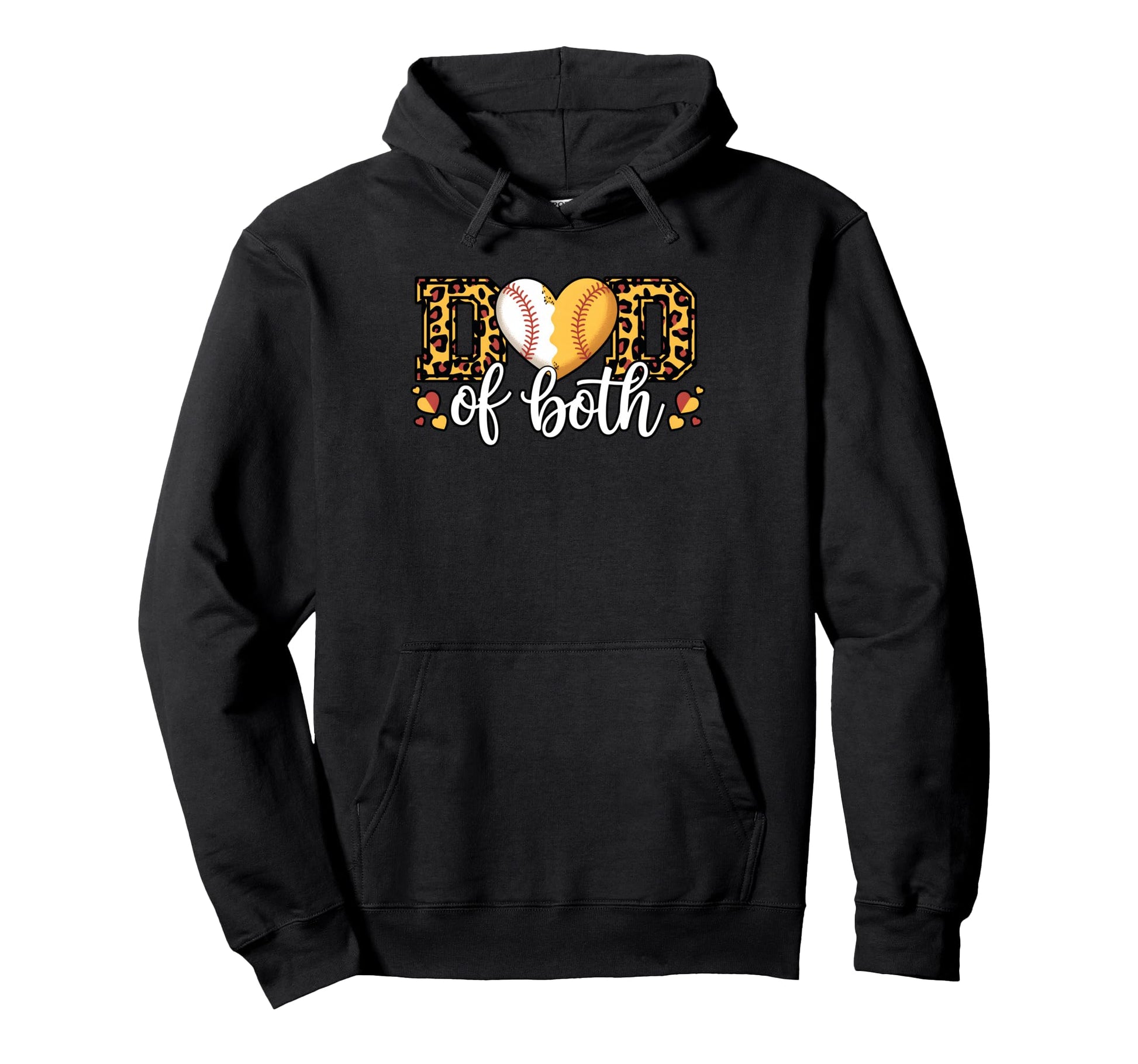 Dad Both Baseball Softball Heart Leopard Hoodie - Graphic Print for Adults - T-Shirt, Sweatshirt, Hoodie