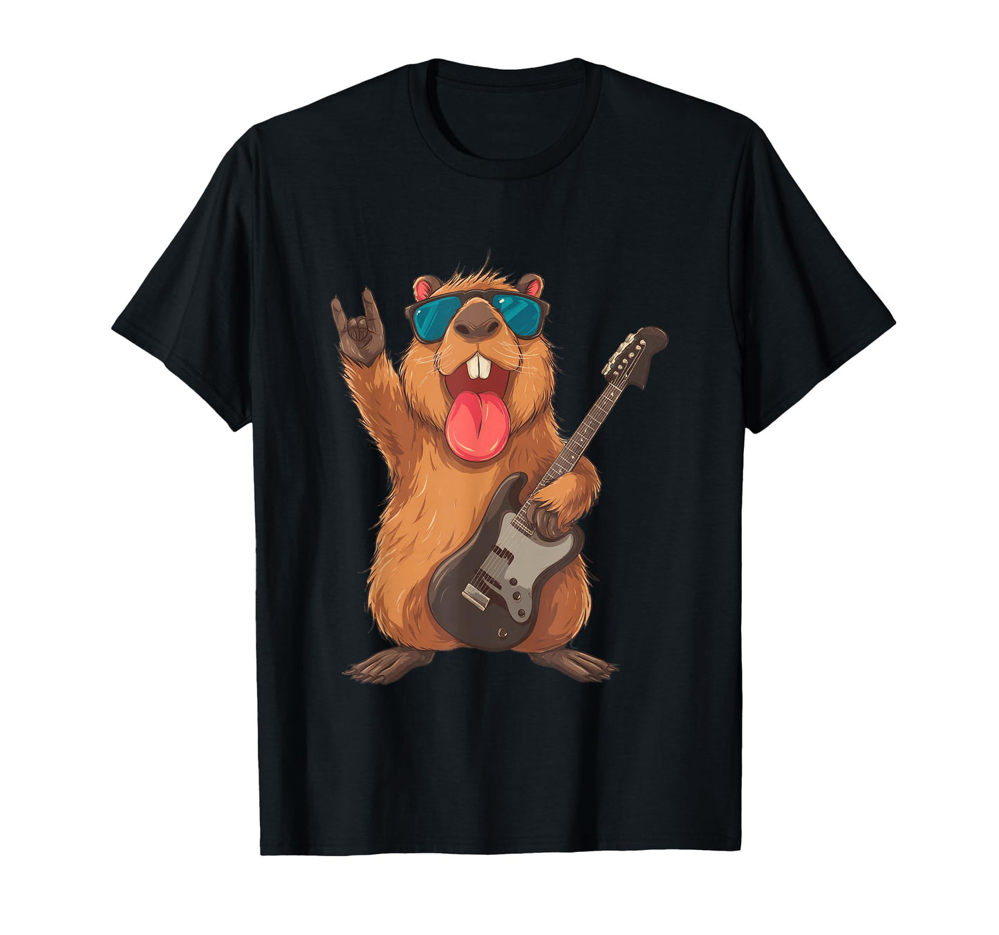 Rock Beaver Guitar Player Funny Animal T-Shirt - Unique Graphic for Adults - T-Shirt, Sweatshirt, Hoodie
