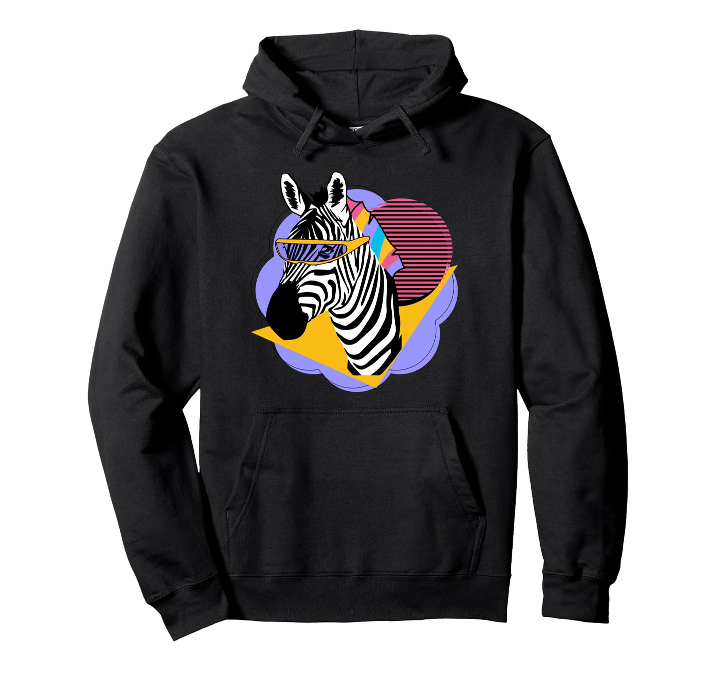 Zebra Sunglasses Synthwave 80S 90S Hoodie - Trendy Graphic for Adults - T-Shirt, Sweatshirt, Hoodie