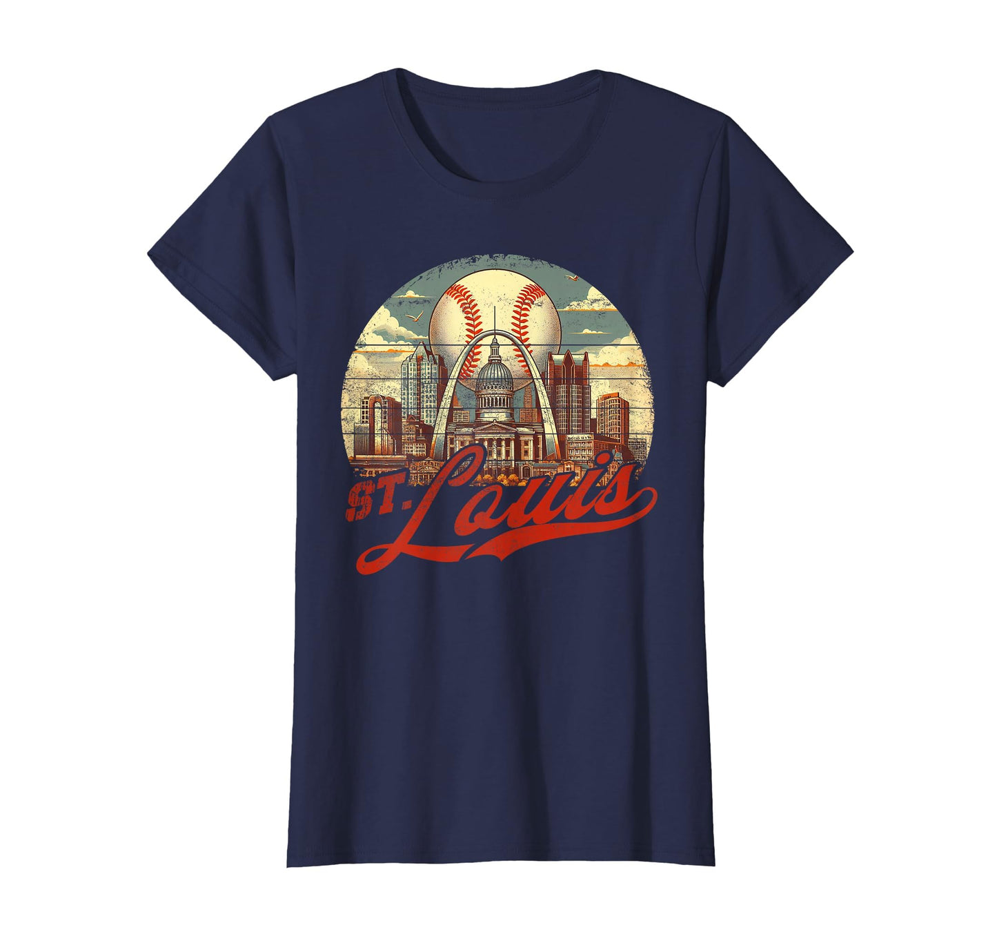 St Louis Baseball American Us Flag T-Shirt - Novelty Apparel for Adults - T-Shirt, Sweatshirt, Hoodie