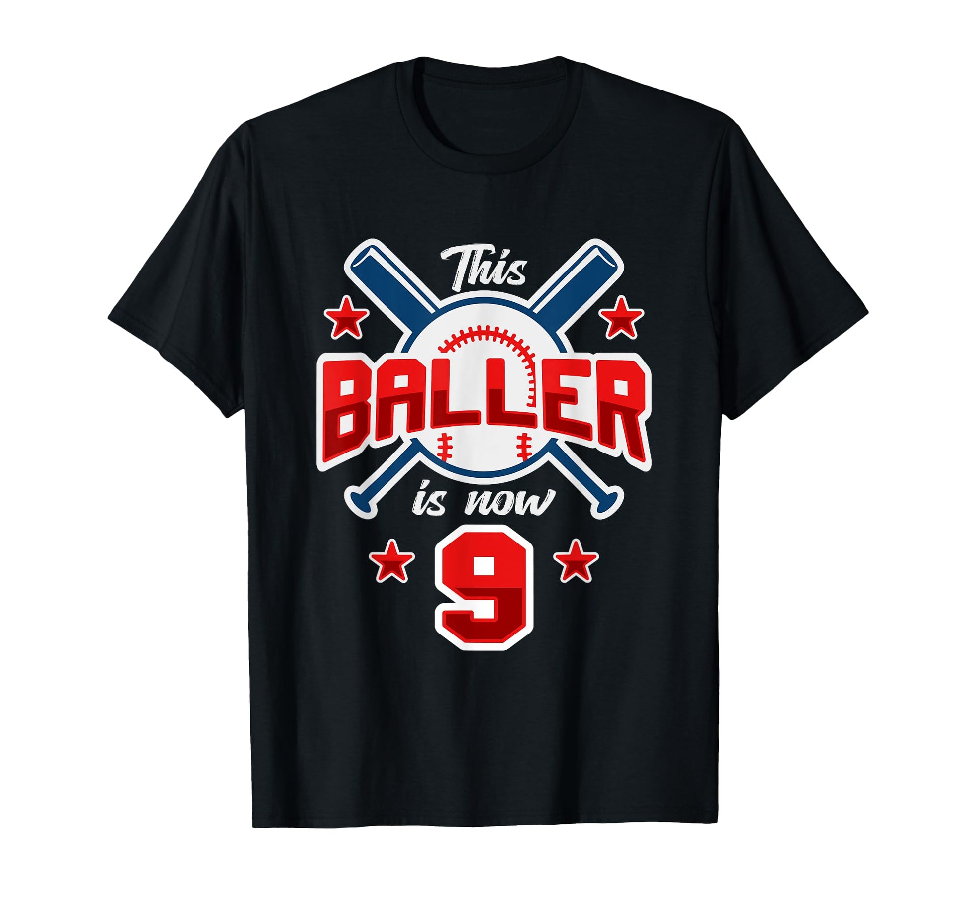 This Baller Is Now 9 Baseball Birthday T-Shirt - Unique Graphic for Adults - T-Shirt, Sweatshirt, Hoodie