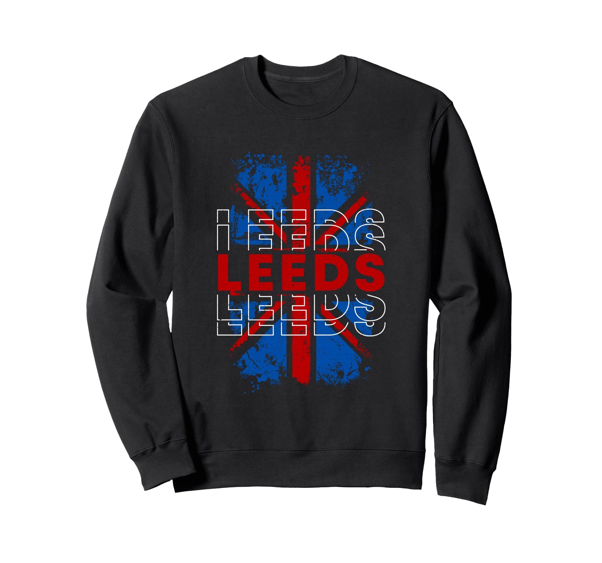 Leeds City Typography Grunge Uk Sweatshirt - Unique Graphic Unisex - T-Shirt, Sweatshirt, Hoodie