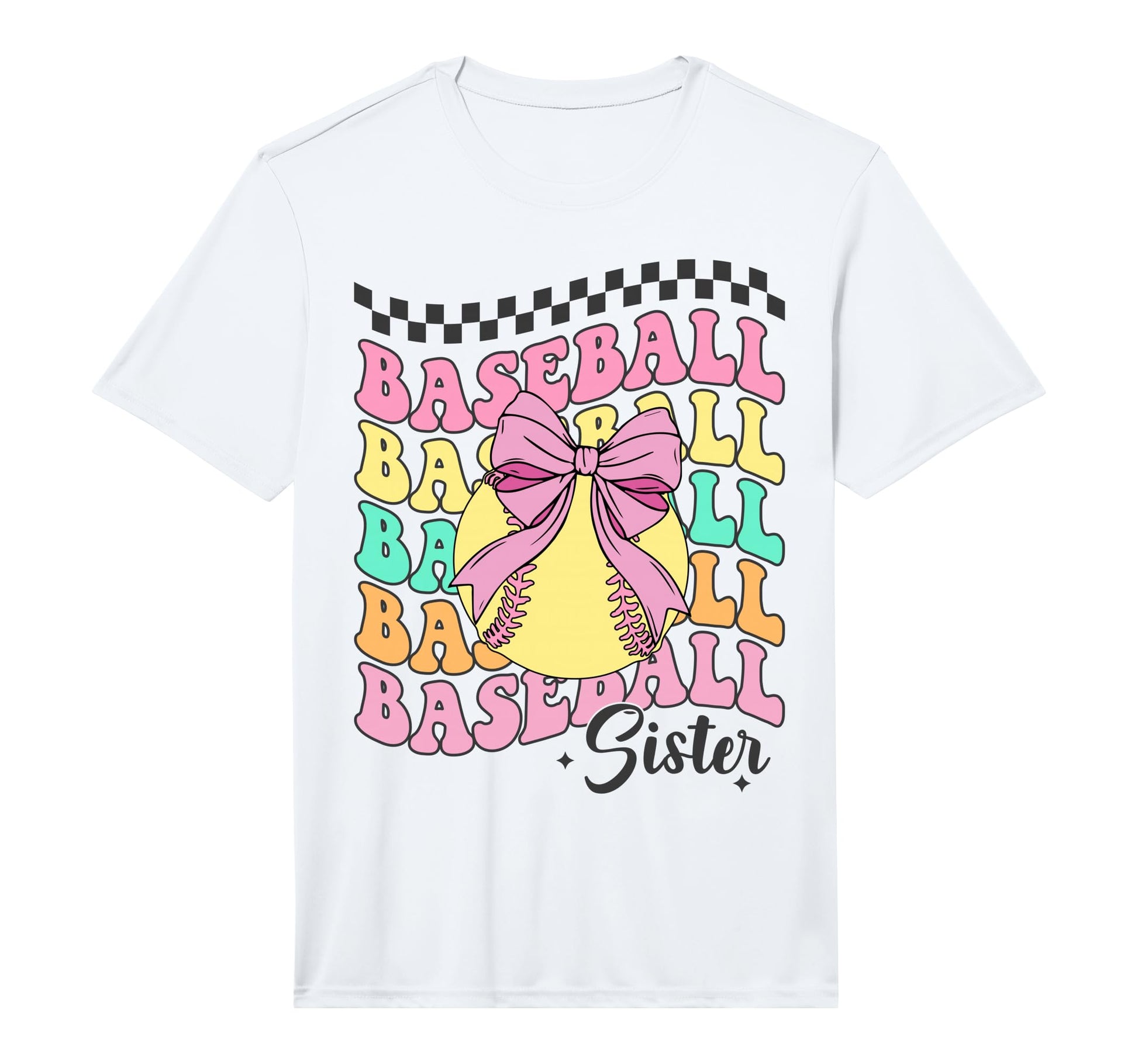 Baseball Sister Coquette Bow Baseball T-Shirt - Graphic Print Unisex - T-Shirt, Sweatshirt, Hoodie