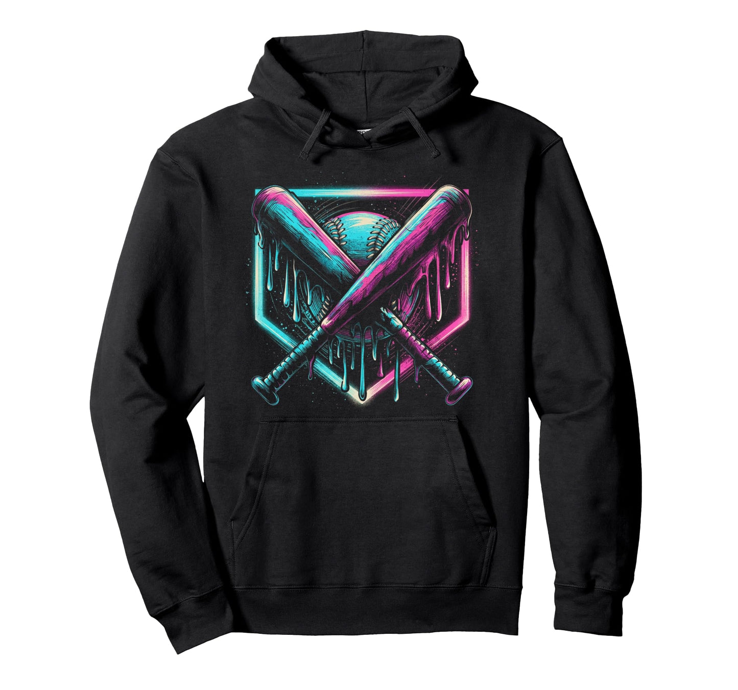 Baseball Drip Ice Cream Drip Hoodie - Fun Novelty Design for Adults - T-Shirt, Sweatshirt, Hoodie
