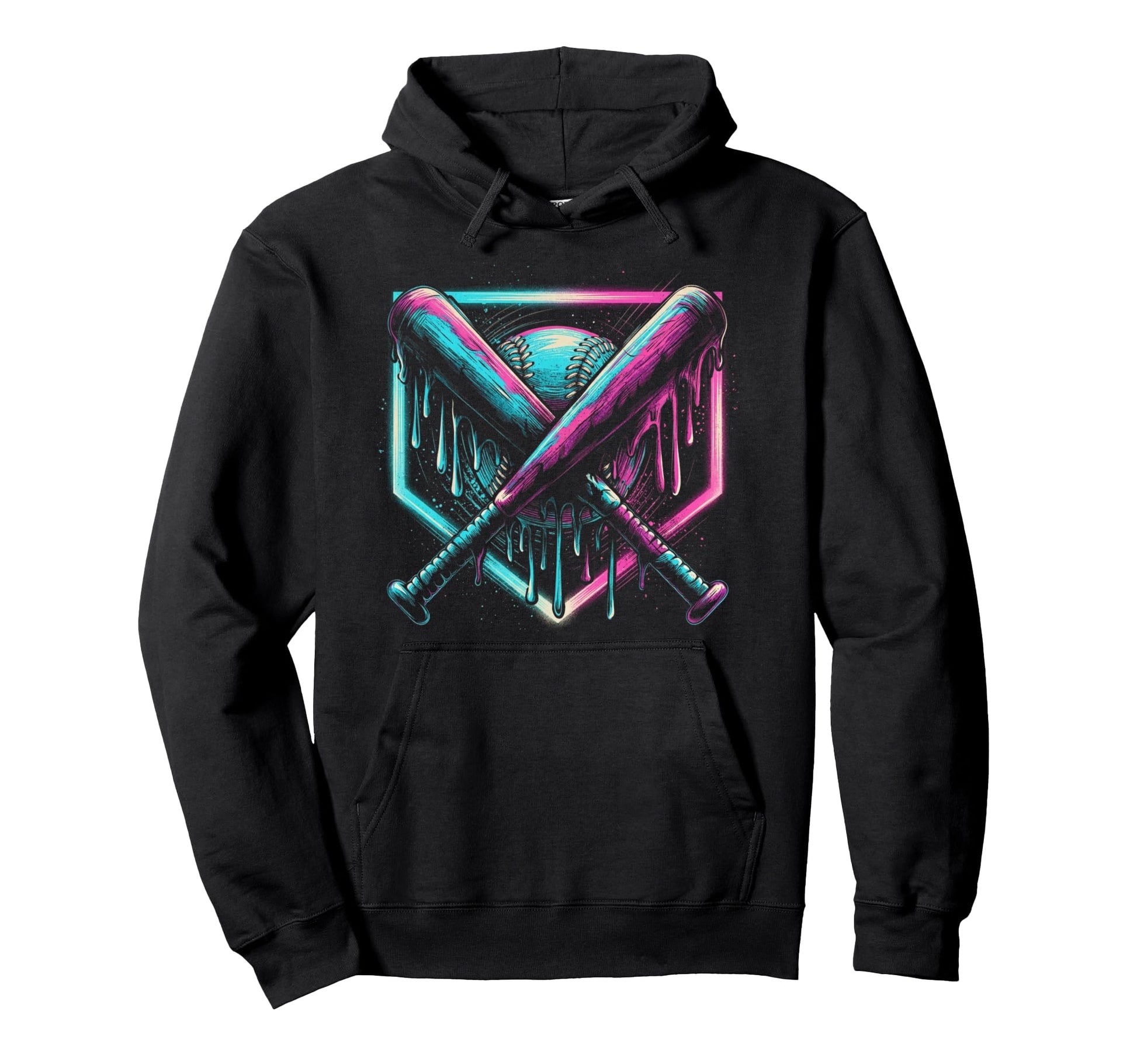 Baseball Drip Ice Cream Drip Hoodie - Fun Novelty Design for Adults - T-Shirt, Sweatshirt, Hoodie