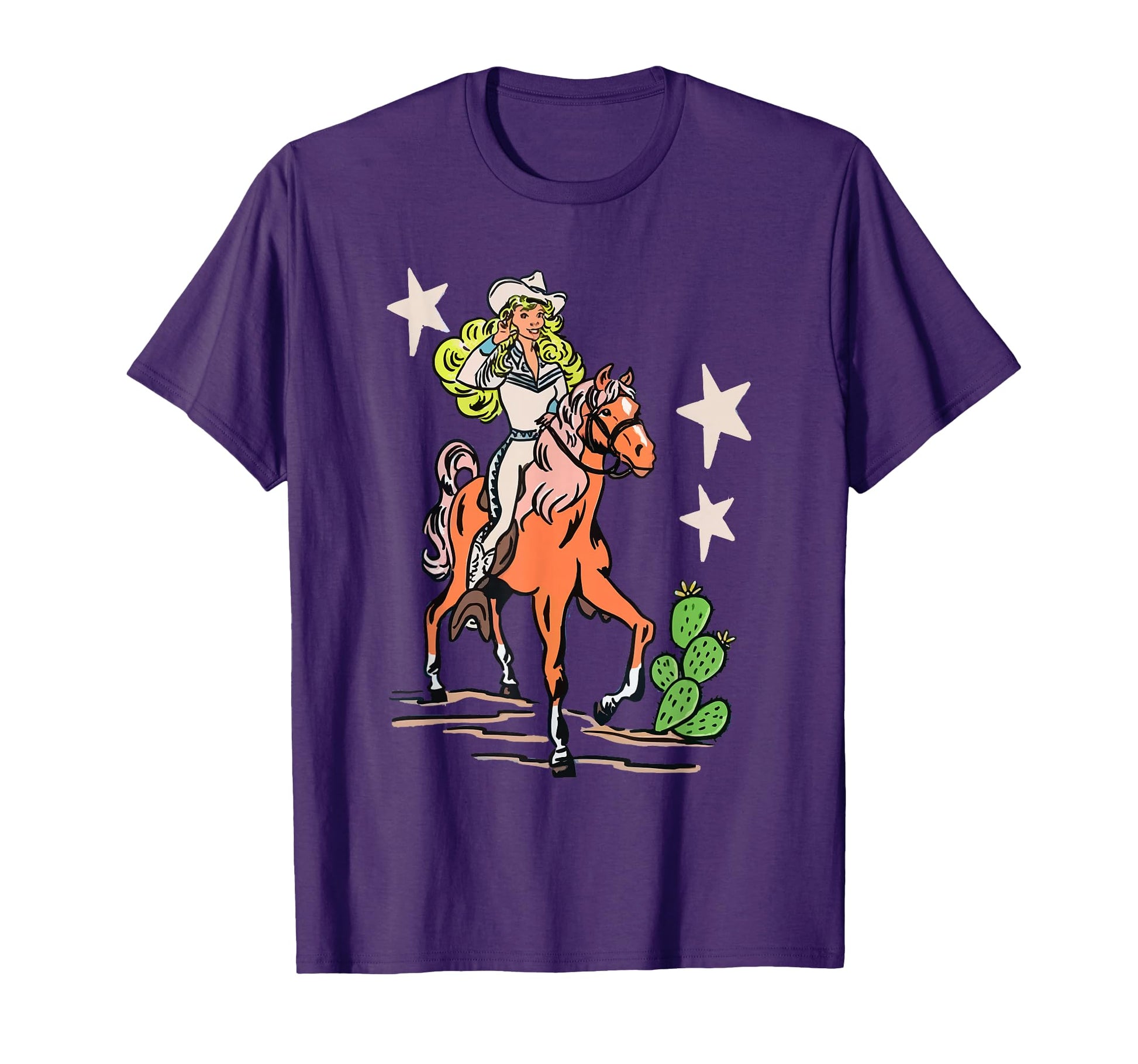 Wild As Heck Fun Cowgirl Pinup Riding T-Shirt - Custom Art Print Unisex - T-Shirt, Sweatshirt, Hoodie