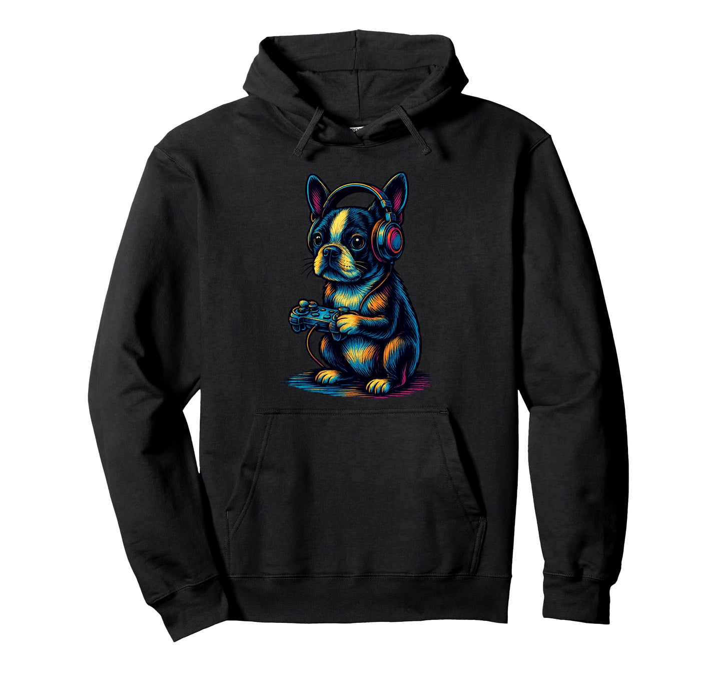 Boston Terrier Gamer Gaming Dog Lover Hoodie - Unique Graphic Unisex - T-Shirt, Sweatshirt, Hoodie