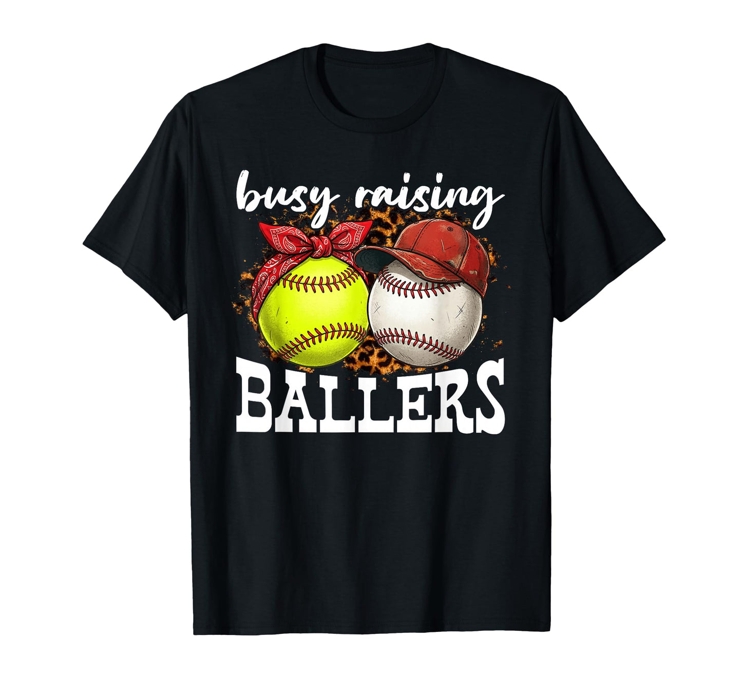 Busy Raising Ballers Leopard Mom T-Shirt - Minimalist Print for Adults - T-Shirt, Sweatshirt, Hoodie