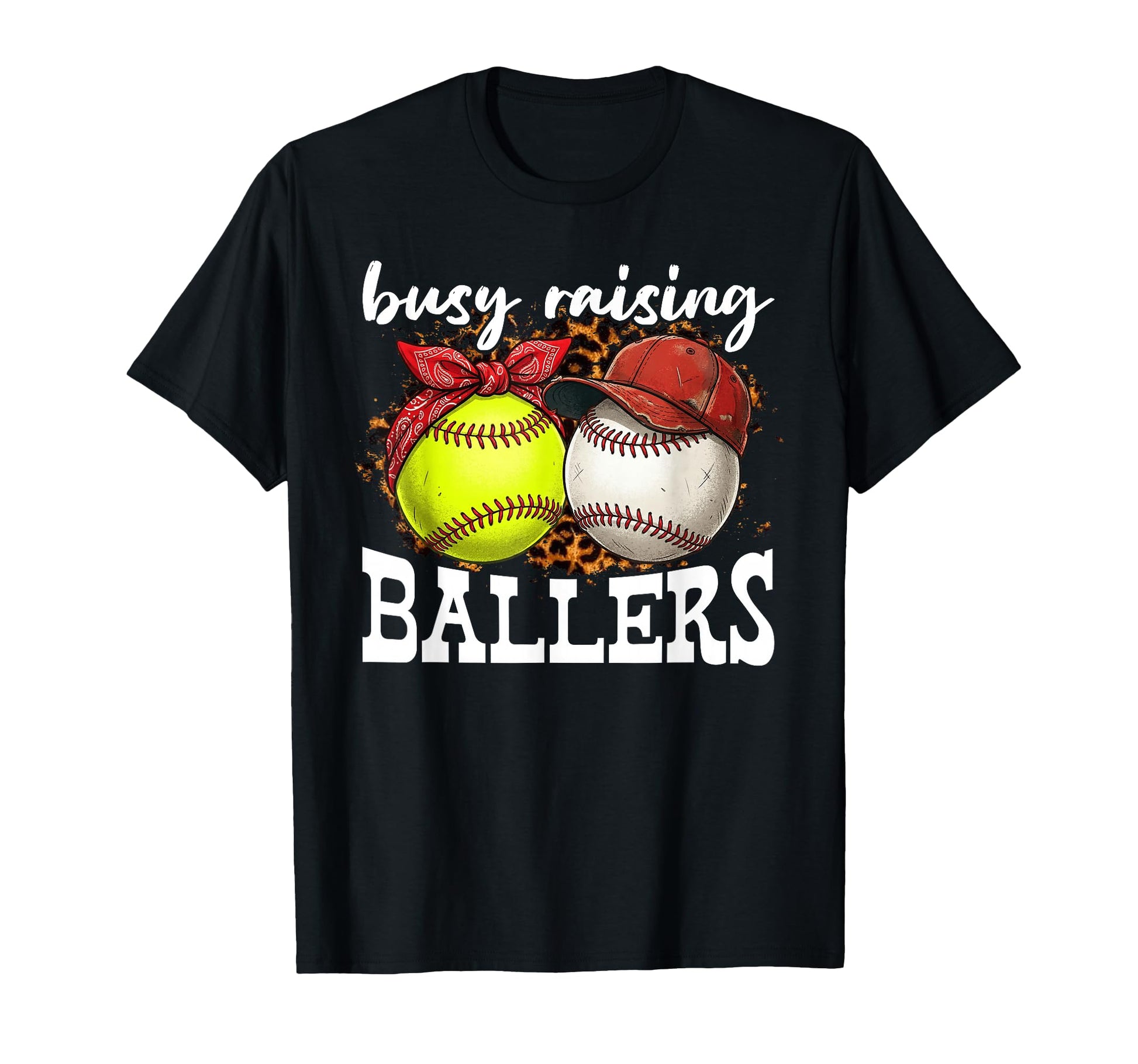 Busy Raising Ballers Leopard Mom T-Shirt - Minimalist Print for Adults - T-Shirt, Sweatshirt, Hoodie