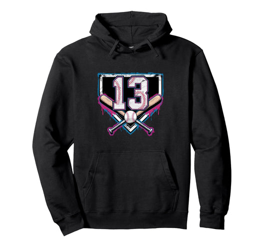 13Th Birthday Baseball Home Ice Cream Hoodie - Novelty Apparel Men Women - T-Shirt, Sweatshirt, Hoodie