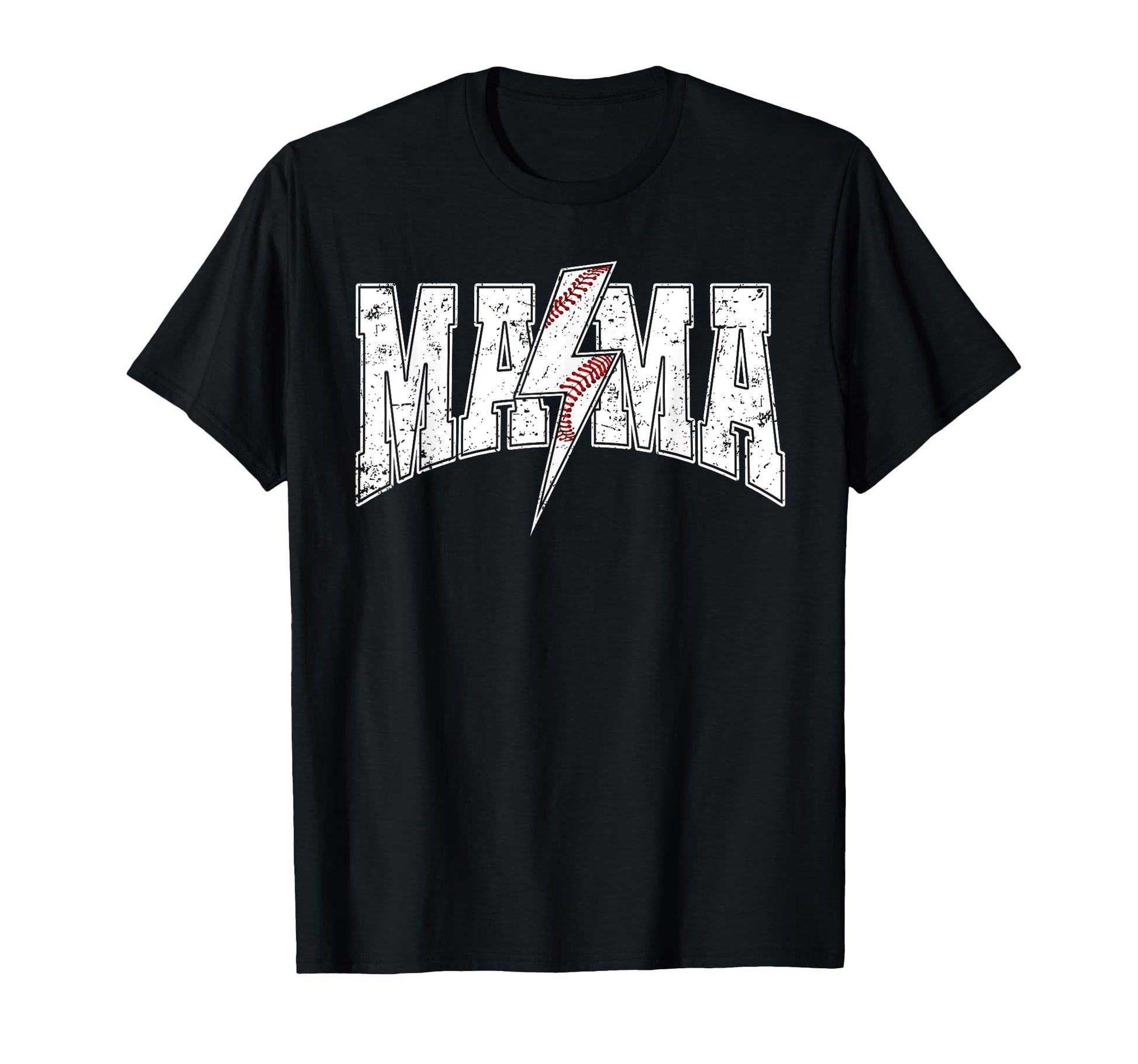Mama Lightning Bolt Checkered Baseball Mom T-Shirt - Novelty Apparel Unisex - T-Shirt, Sweatshirt, Hoodie