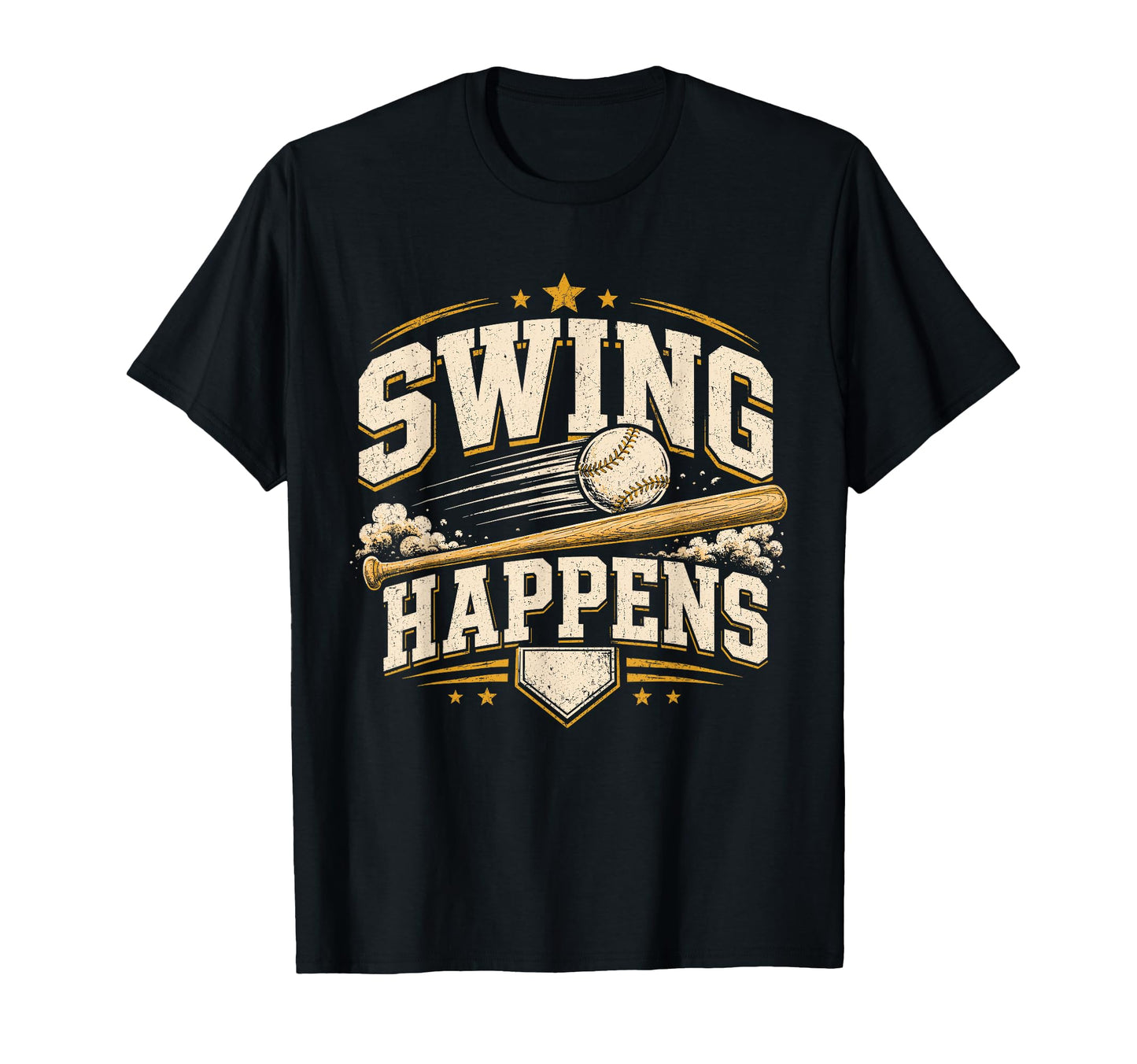 Swing Happens Funny Baseball Pun T-Shirt - Fun Novelty Design Unisex - T-Shirt, Sweatshirt, Hoodie