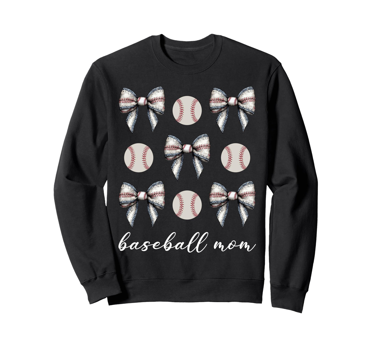 Coquette Bow Baseball Mom Baseball Sweatshirt - Trendy Graphic for Adults - T-Shirt, Sweatshirt, Hoodie