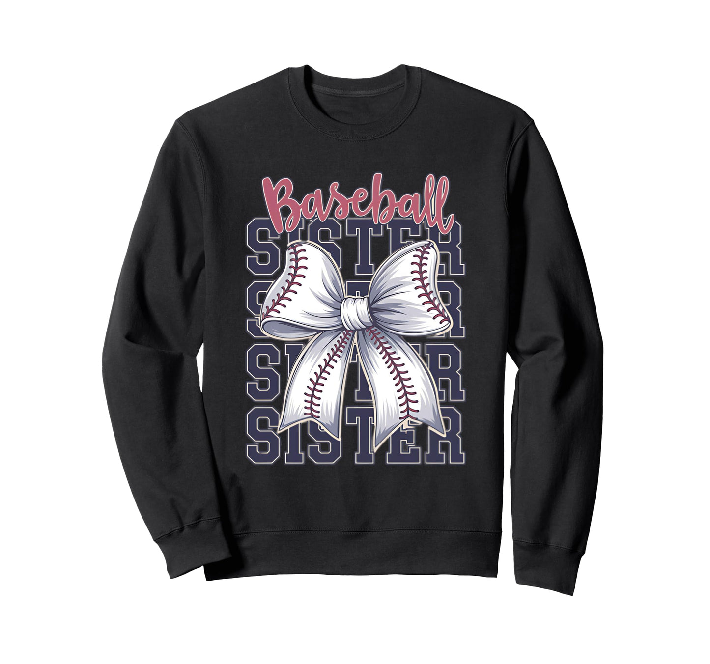 Baseball Sister Coquette Bow Sweatshirt - Aesthetic Graphic Men Women - T-Shirt, Sweatshirt, Hoodie