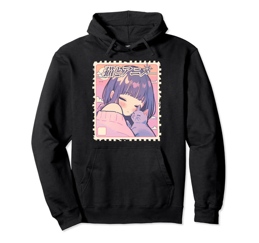 Anime Cat Lover Japan Y2K Kawaii Aesthetic Hoodie - Trendy Graphic Unisex - T-Shirt, Sweatshirt, Hoodie