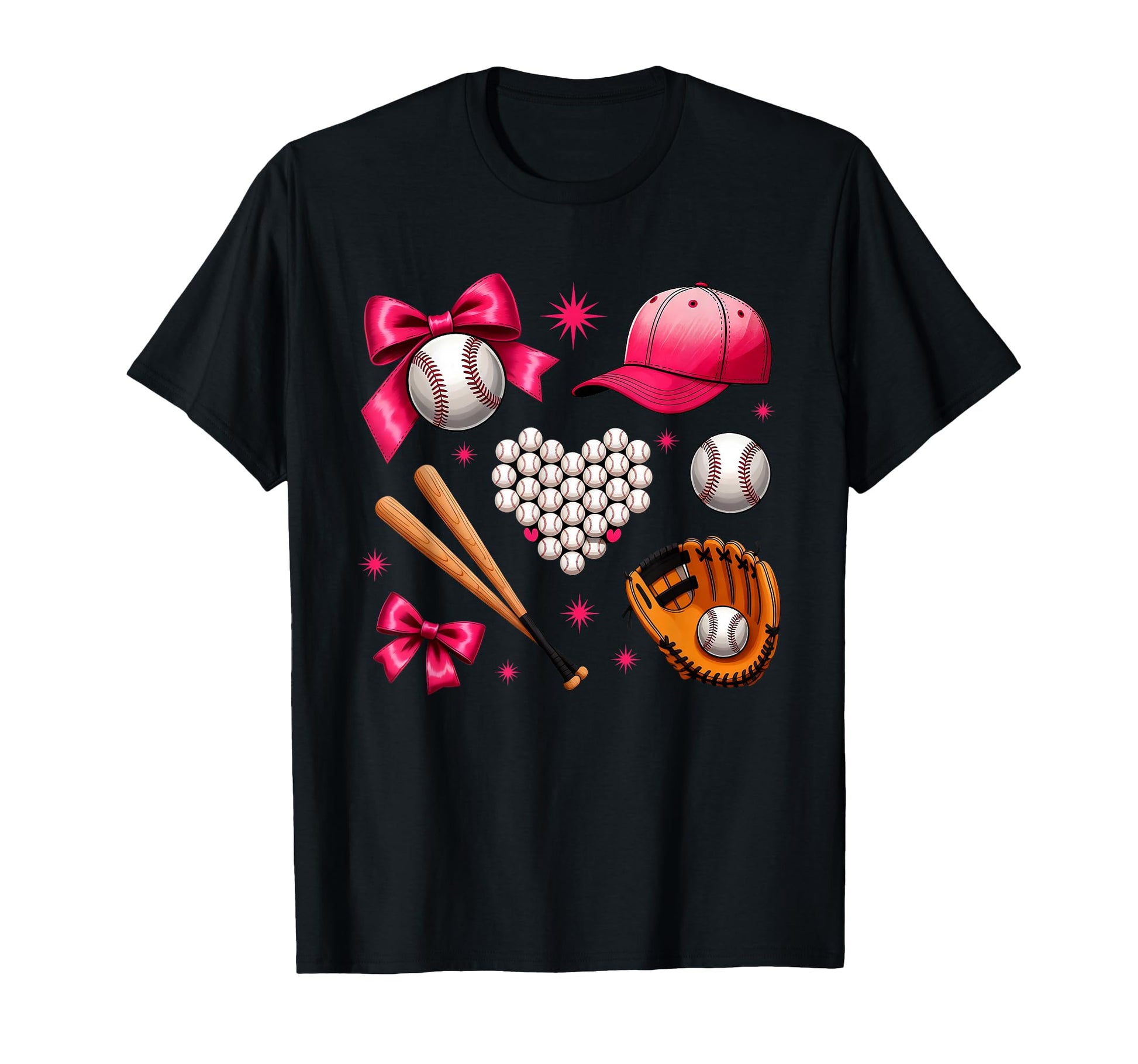 Baseball Bow Baseball Mom Mama Mother T-Shirt - Aesthetic Graphic Men Women - T-Shirt, Sweatshirt, Hoodie