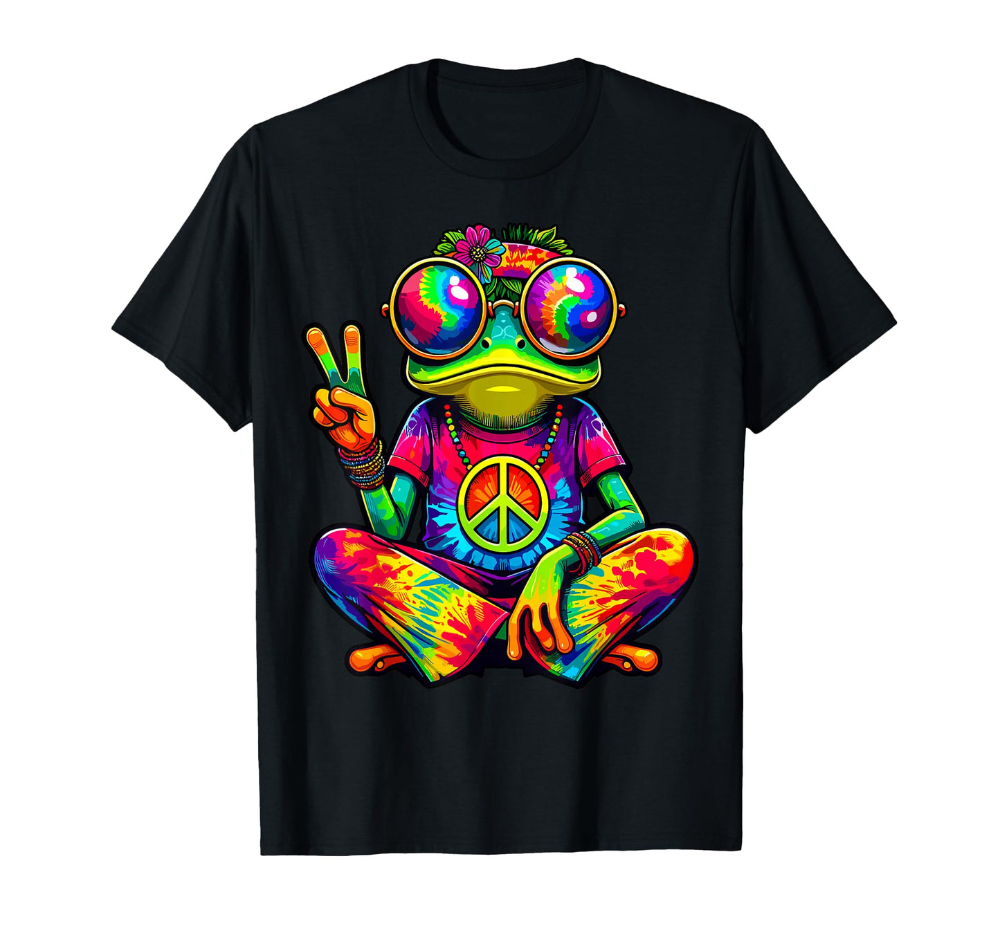 Peace Sign Tie Dye 60S 70S Frog Hippie T-Shirt - Custom Art Print Men Women - T-Shirt, Sweatshirt, Hoodie