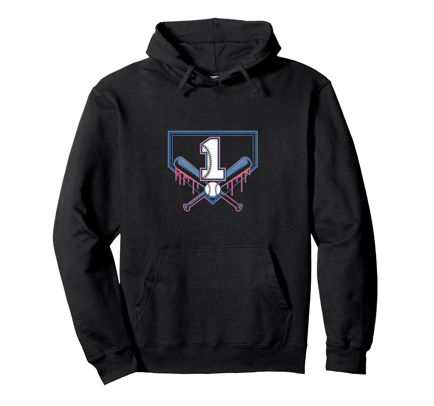 Baseball Home Ice Cream 1Th Birthday Hoodie - Minimalist Print for Adults - T-Shirt, Sweatshirt, Hoodie