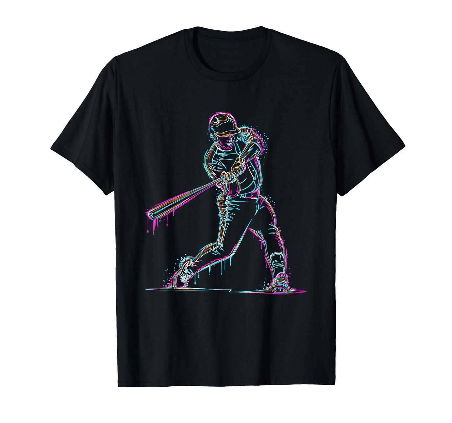 Baseball Player Swinging Drip Art T-Shirt - Fun Novelty Design Unisex - T-Shirt, Sweatshirt, Hoodie