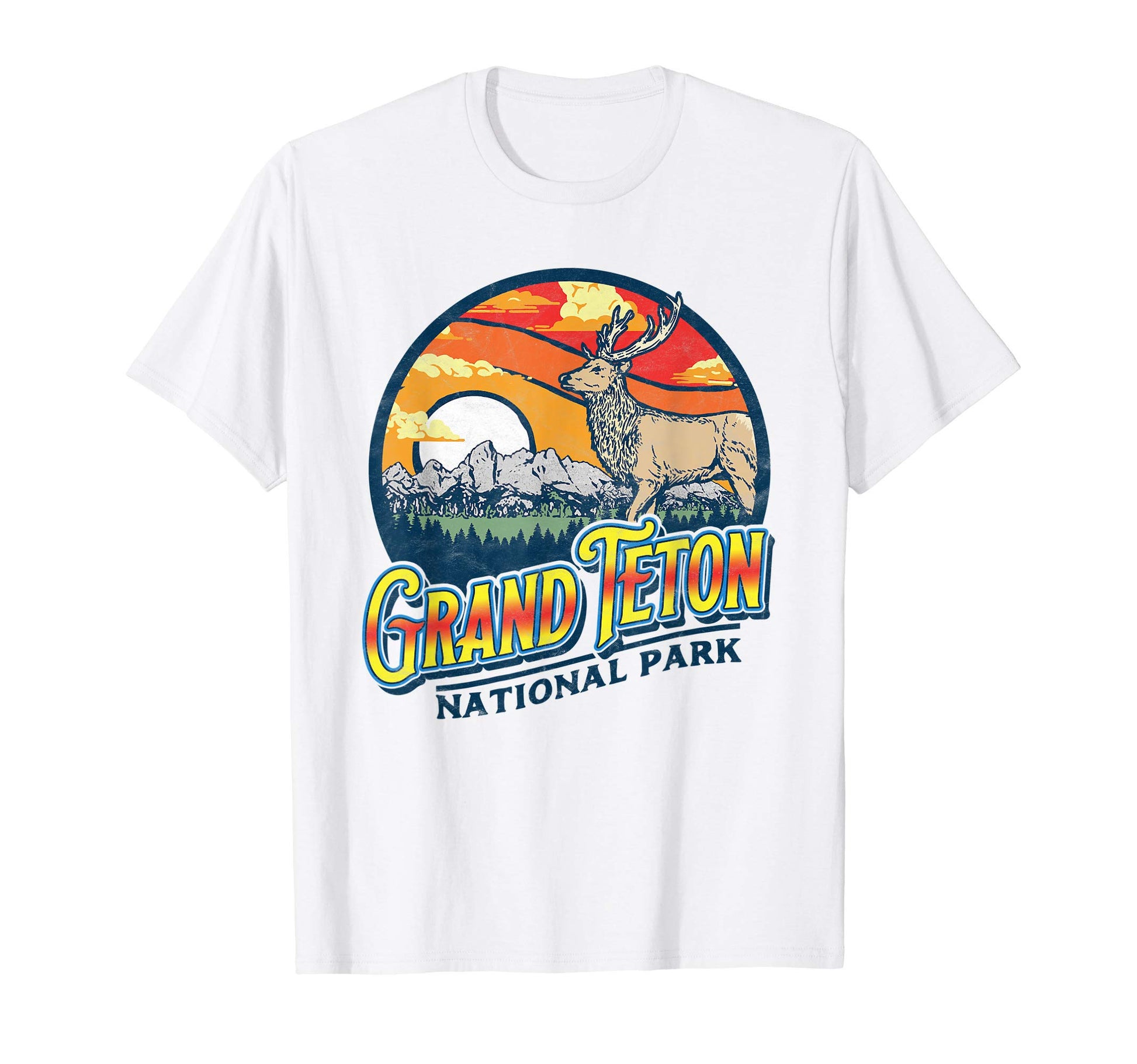 Grand Teton National Park 80S Elk T-Shirt - Streetwear Style for Adults - T-Shirt, Sweatshirt, Hoodie