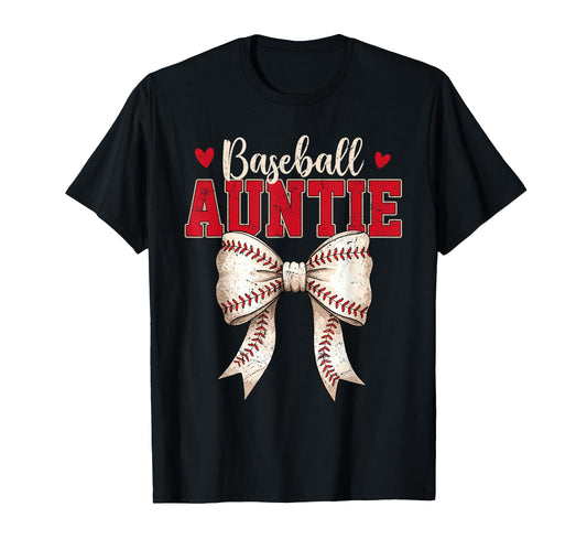 Baseball Auntie Coquette Bow Game Day T-Shirt - Trendy Graphic Men Women - T-Shirt, Sweatshirt, Hoodie