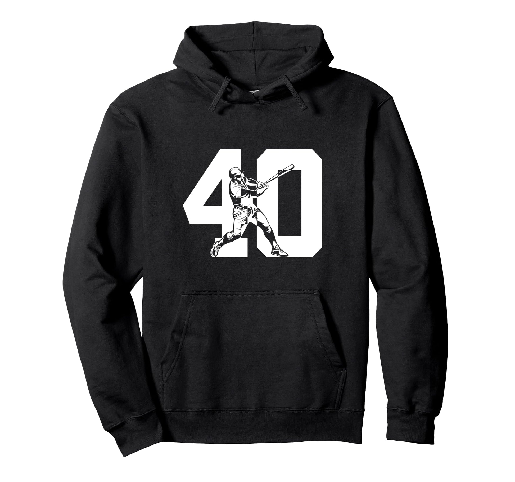 Number 40 Years Baseball 40Th Birthday Hoodie - Fun Novelty Design Unisex - T-Shirt, Sweatshirt, Hoodie