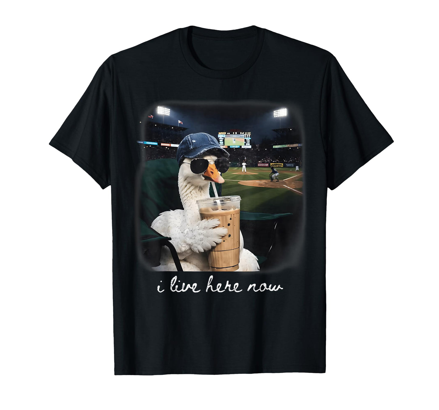 Goose Drinking Iced Coffee Baseball T-Shirt - Casual Everyday Wear Unisex - T-Shirt, Sweatshirt, Hoodie