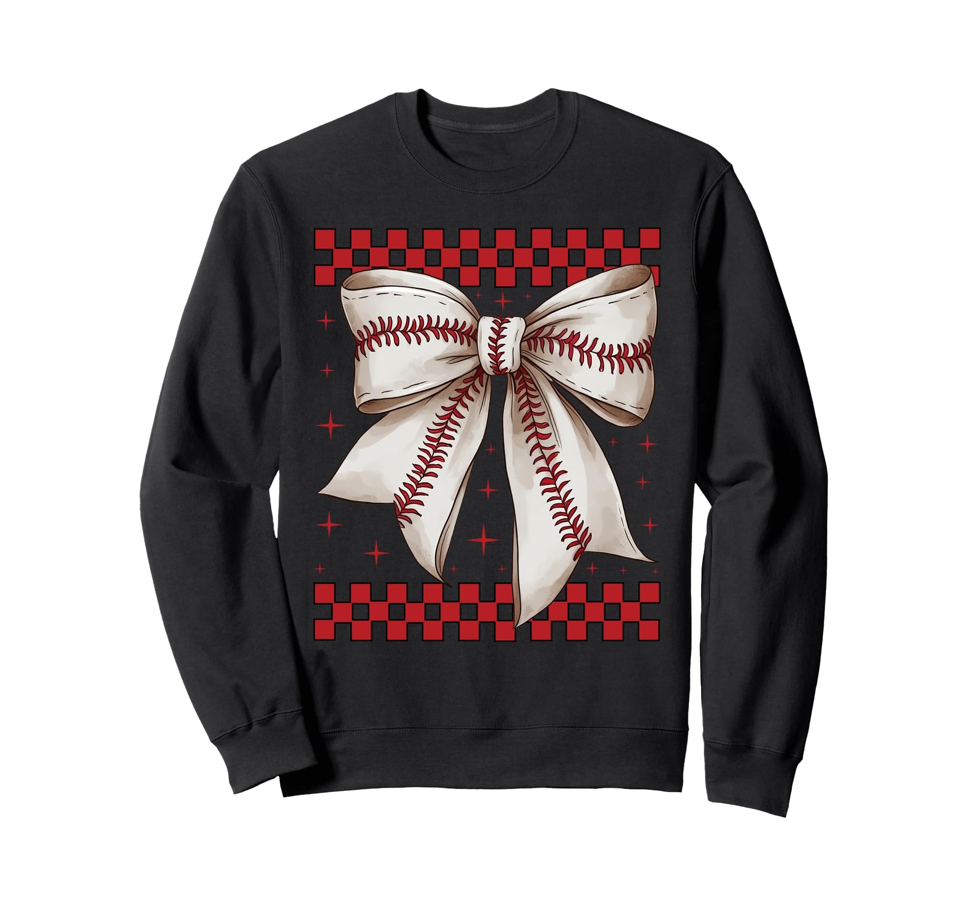Baseball Bow Softball Gift Ribbon T-Shirt - Trendy Graphic Men Women - T-Shirt, Sweatshirt, Hoodie