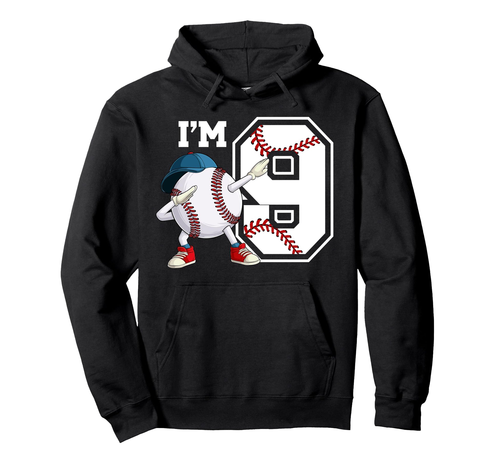 9Th Baseball Birthday Party Nine Year Hoodie - Minimalist Print Men Women - T-Shirt, Sweatshirt, Hoodie