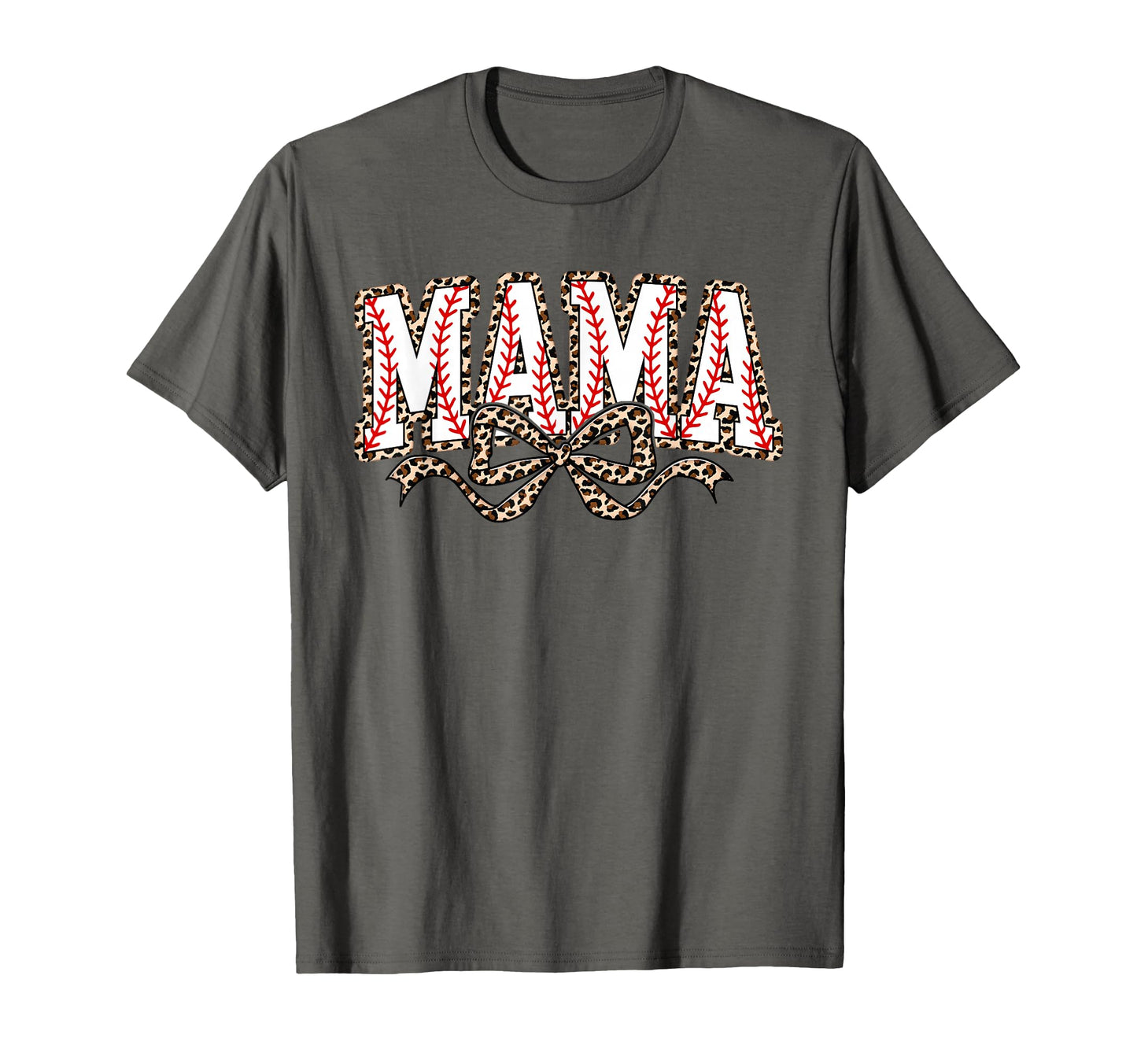 Leopard Baseball Mama Coquette Bow T-Shirt - Custom Art Print for Adults - T-Shirt, Sweatshirt, Hoodie