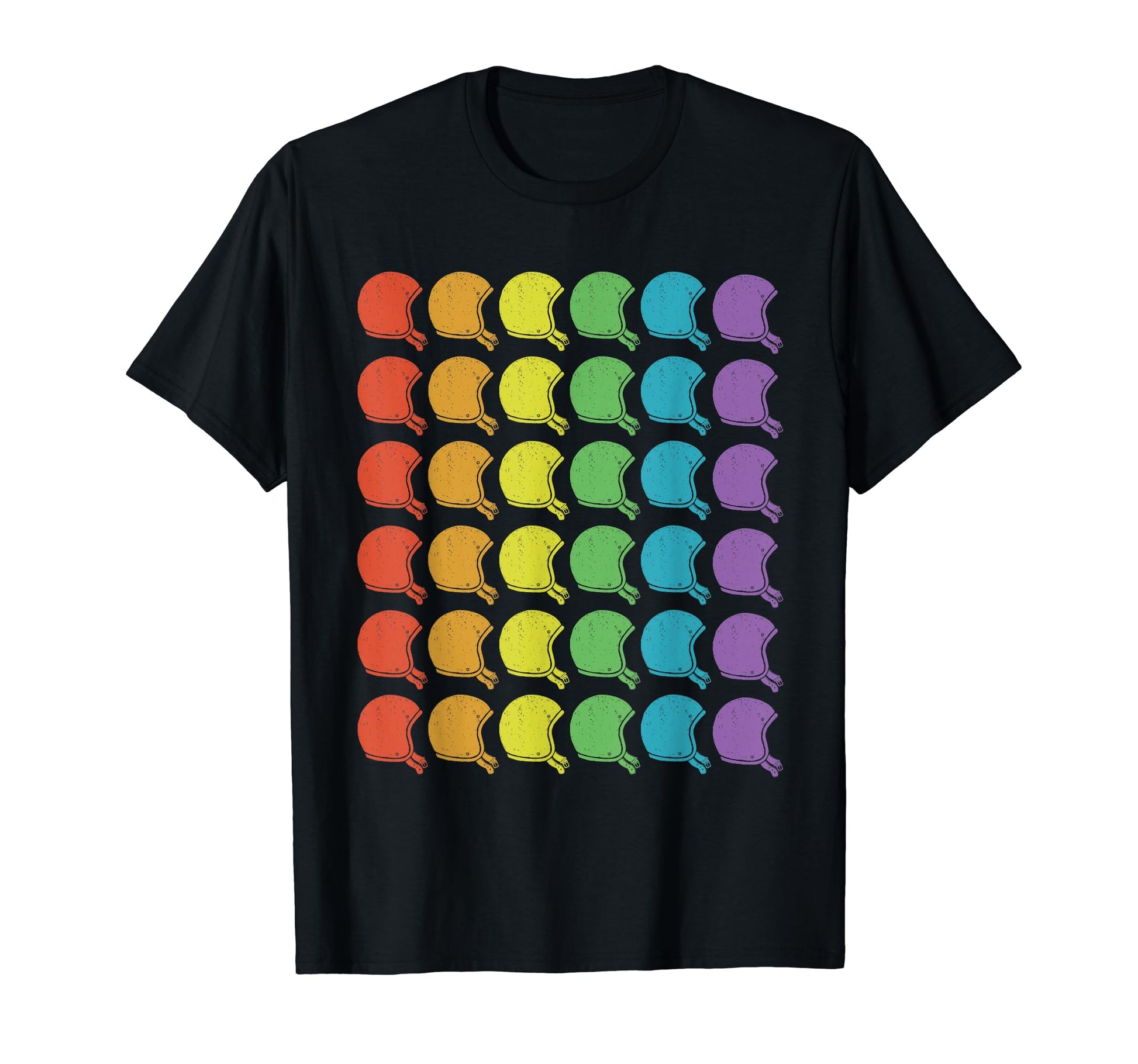 Biker Rainbow Helmet Motorcycle T-Shirt - Minimalist Print Unisex - T-Shirt, Sweatshirt, Hoodie