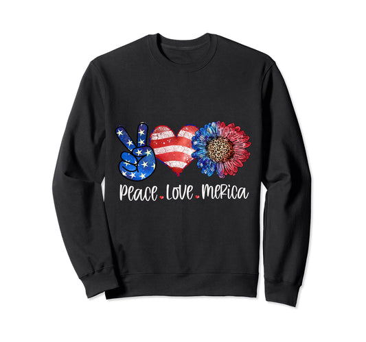 4Th July Peace Love And America Sweatshirt - Custom Art Print for Adults - T-Shirt, Sweatshirt, Hoodie