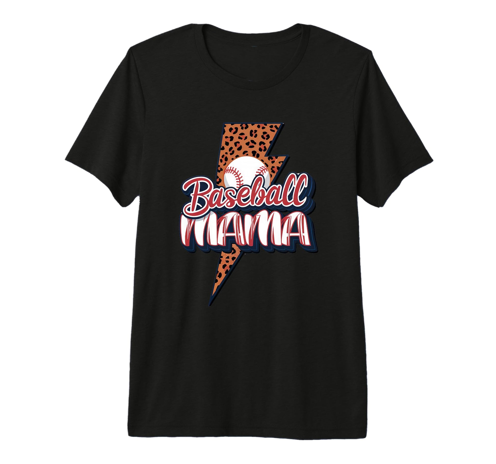 Leopard American Baseball Mom Mama Tri Blend T-Shirt - Graphic Print Unisex - T-Shirt, Sweatshirt, Hoodie