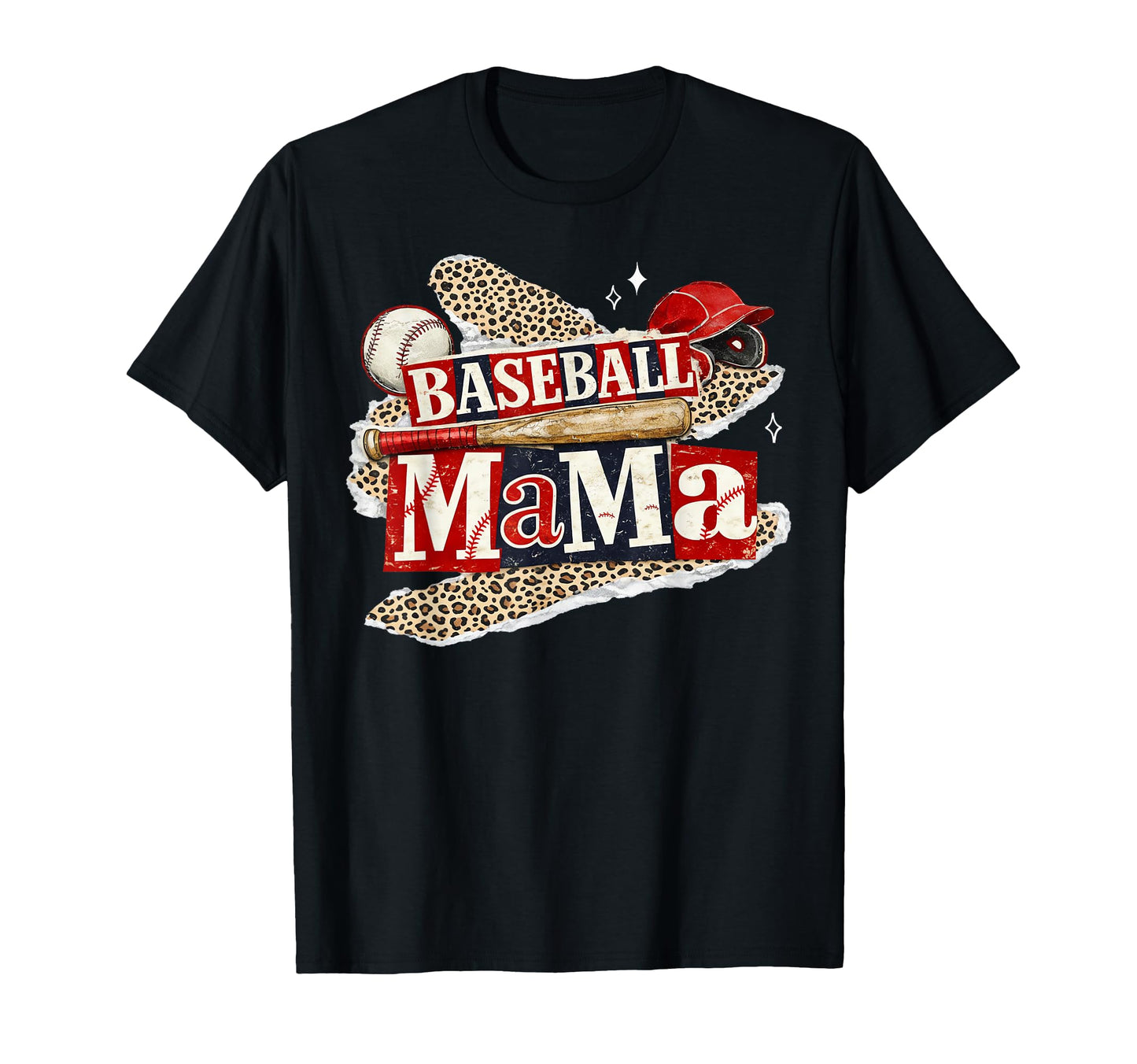 Baseball Mama Leopard Game Day Baseball T-Shirt - Graphic Print for Adults - T-Shirt, Sweatshirt, Hoodie
