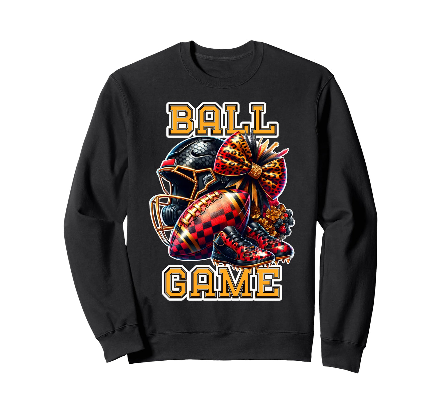 Baseball Game Day Leopard Shoes Ball Sweatshirt - Trendy Graphic Men Women - T-Shirt, Sweatshirt, Hoodie