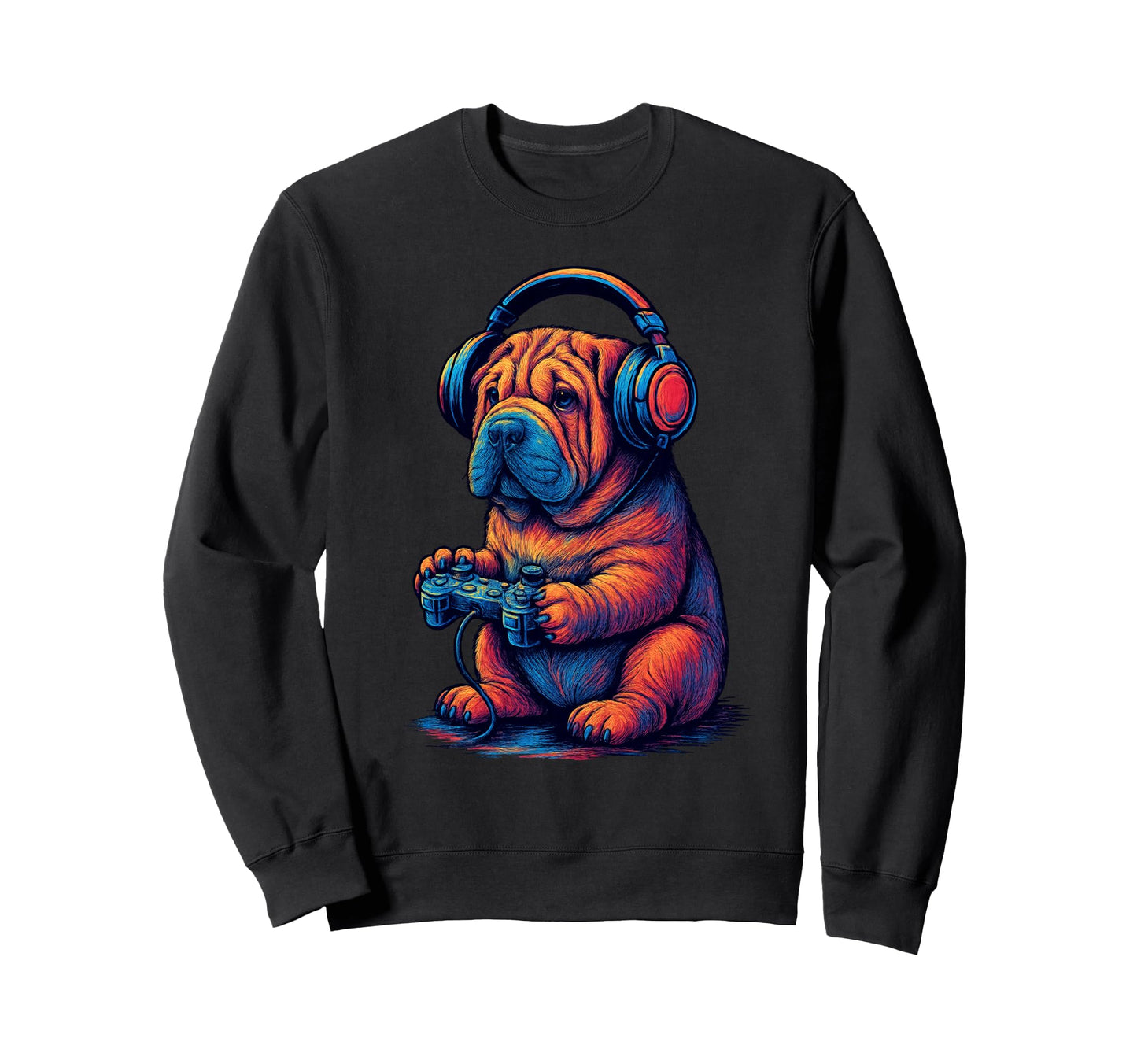 Shar Pei Gamer Gaming Dog Lover Sweatshirt - Streetwear Style Men Women - T-Shirt, Sweatshirt, Hoodie