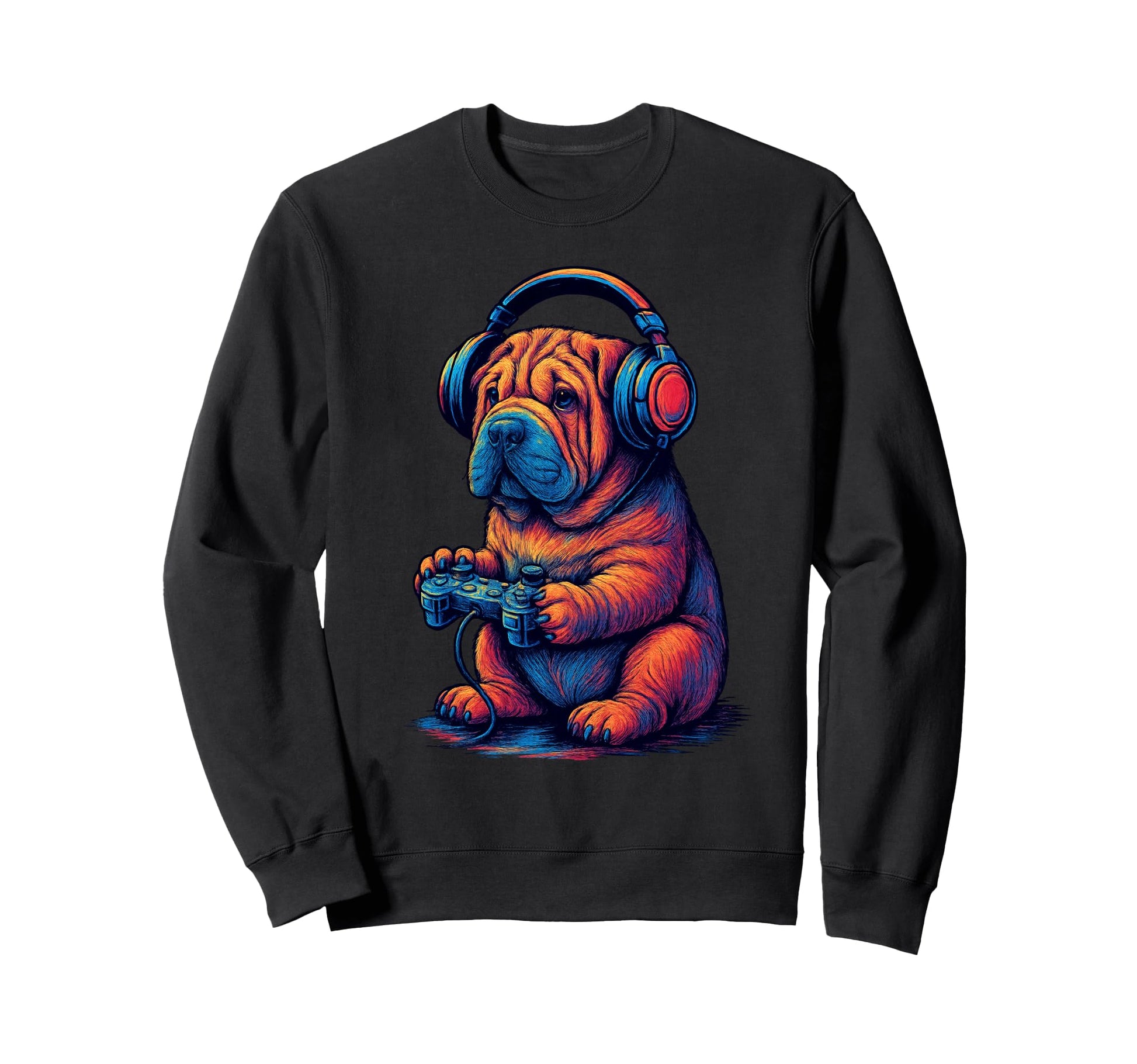 Shar Pei Gamer Gaming Dog Lover Sweatshirt - Streetwear Style Men Women - T-Shirt, Sweatshirt, Hoodie
