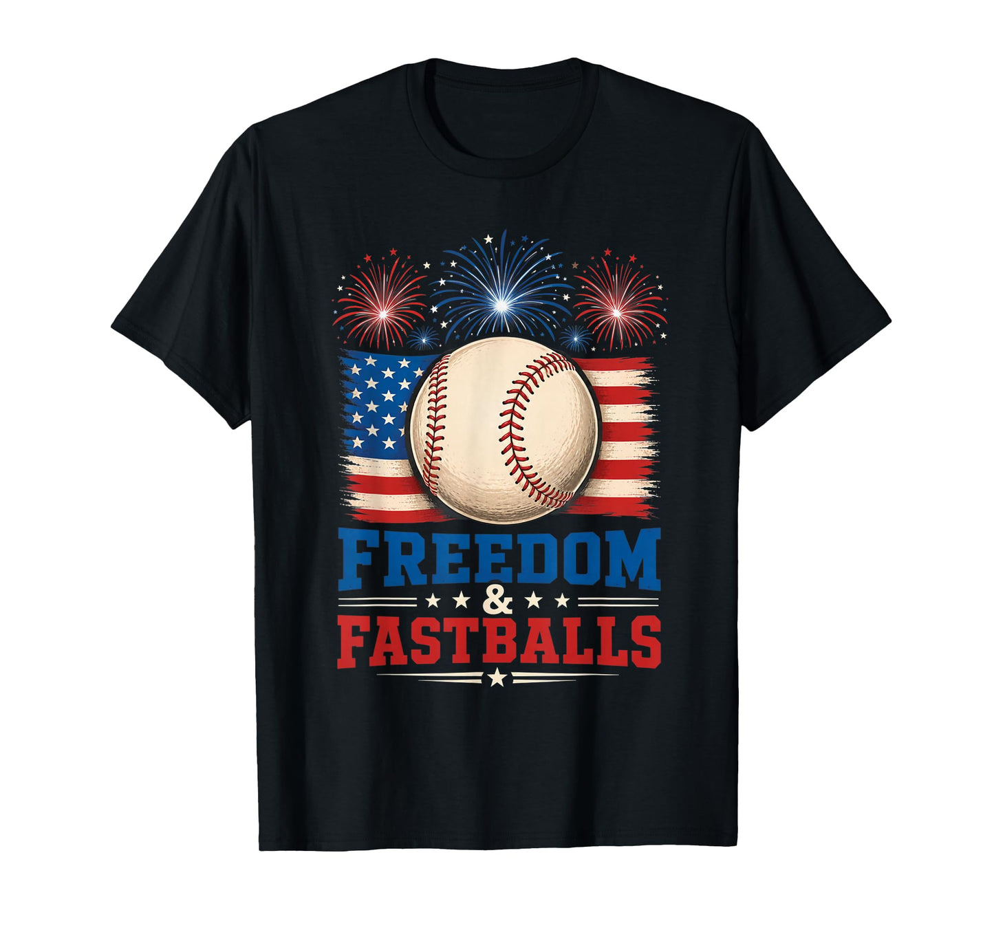 Freedom And Fastballs Patriotic T-Shirt - Minimalist Print Men Women - T-Shirt, Sweatshirt, Hoodie