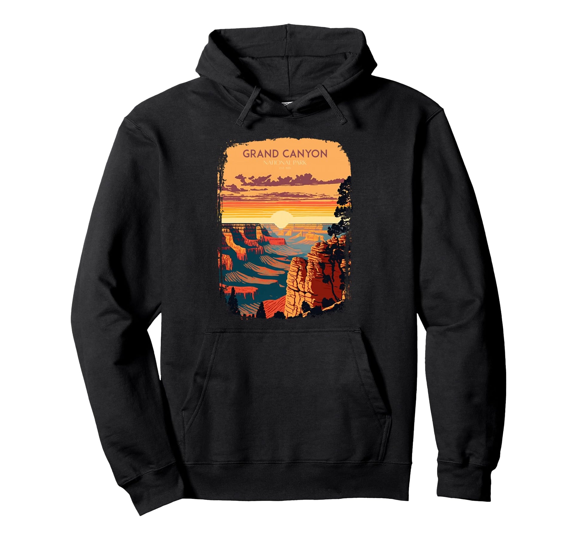 Grand Canyon National Park Sunset Hiking Hoodie - Trendy Graphic Men Women - T-Shirt, Sweatshirt, Hoodie