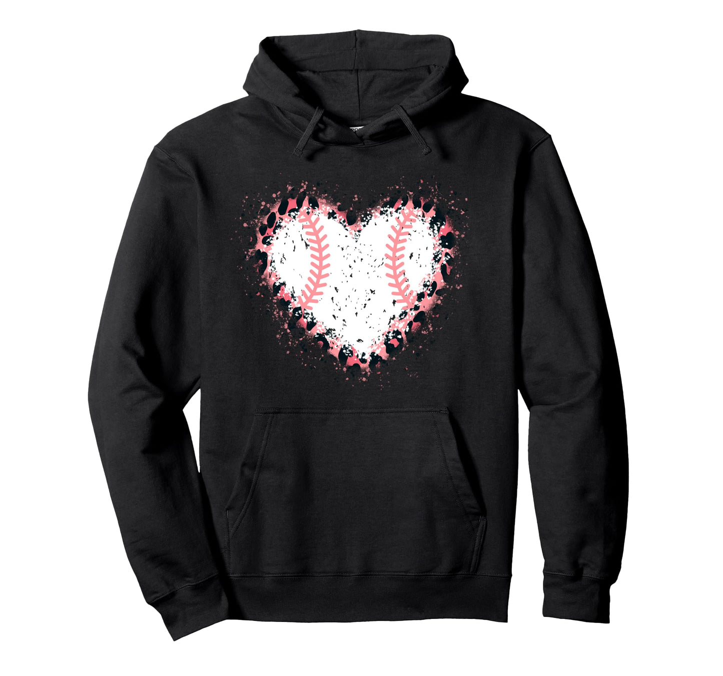 Funny Baseball Heart Baseball Leopard Lover Hoodie - Graphic Print Unisex - T-Shirt, Sweatshirt, Hoodie