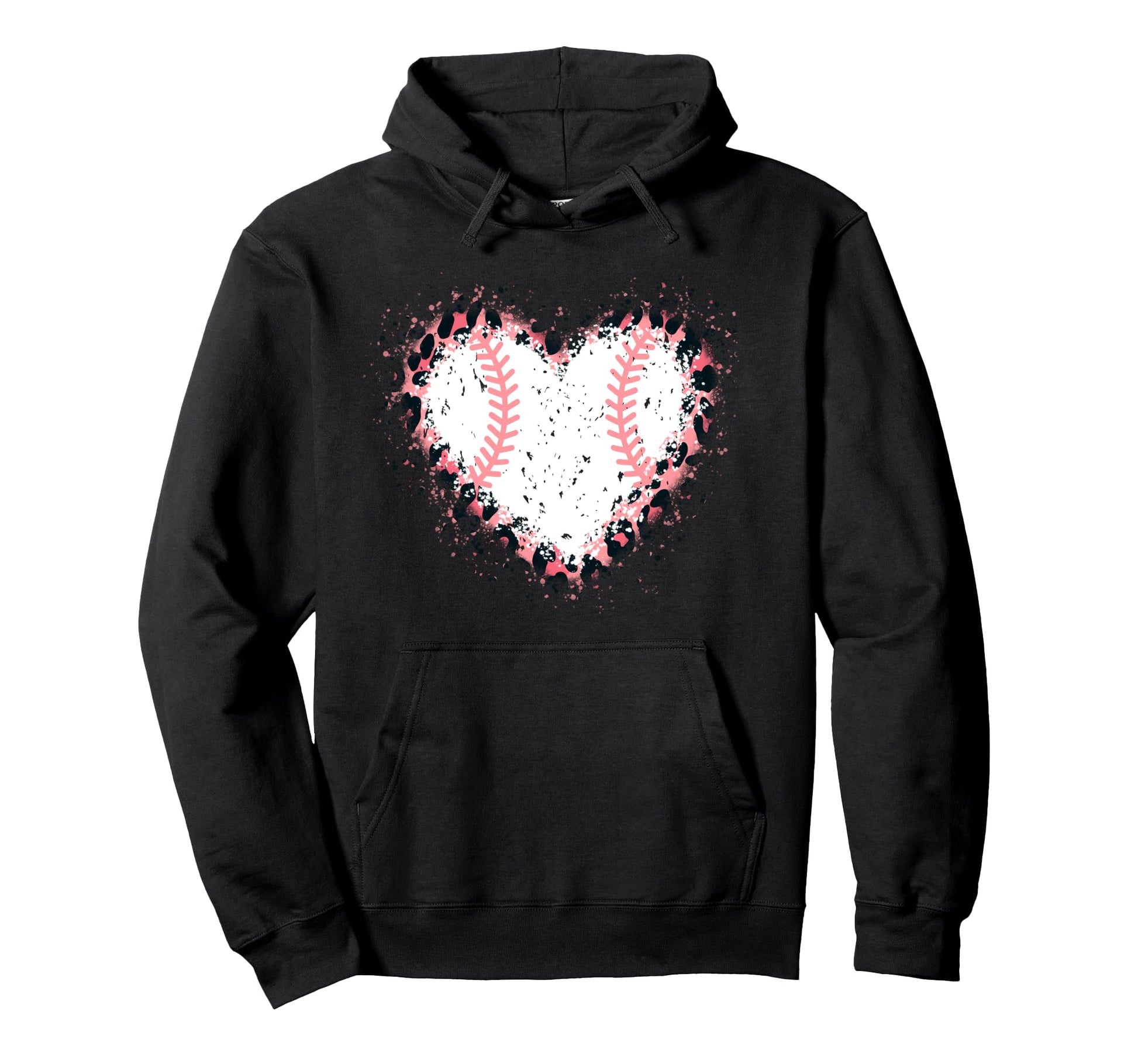 Funny Baseball Heart Baseball Leopard Lover Hoodie - Graphic Print Unisex - T-Shirt, Sweatshirt, Hoodie