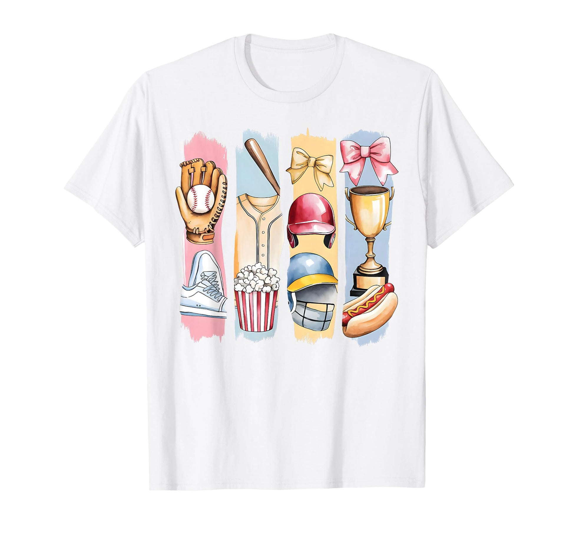 Brushstroke Baseball Coquette Bow Mom T-Shirt - Novelty Apparel for Adults - T-Shirt, Sweatshirt, Hoodie