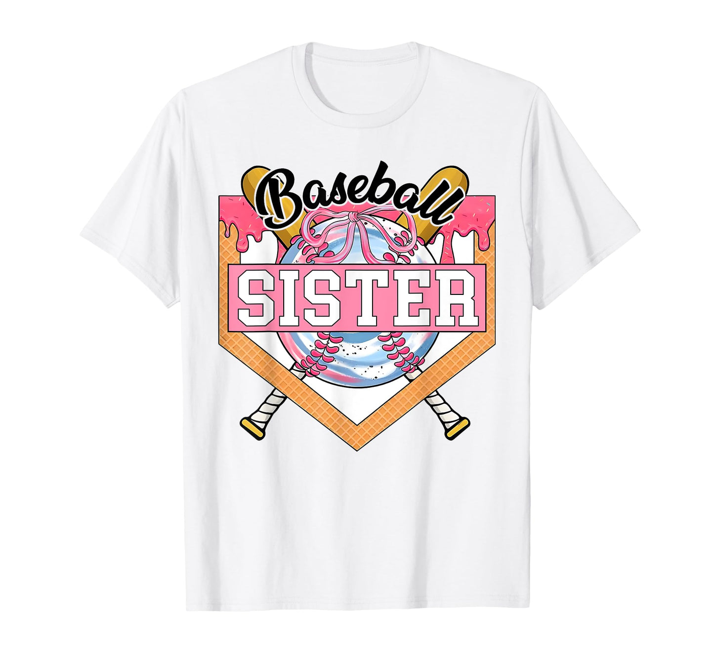 Baseball Sister Coquette Bow Game Day T-Shirt - Custom Art Print Unisex - T-Shirt, Sweatshirt, Hoodie