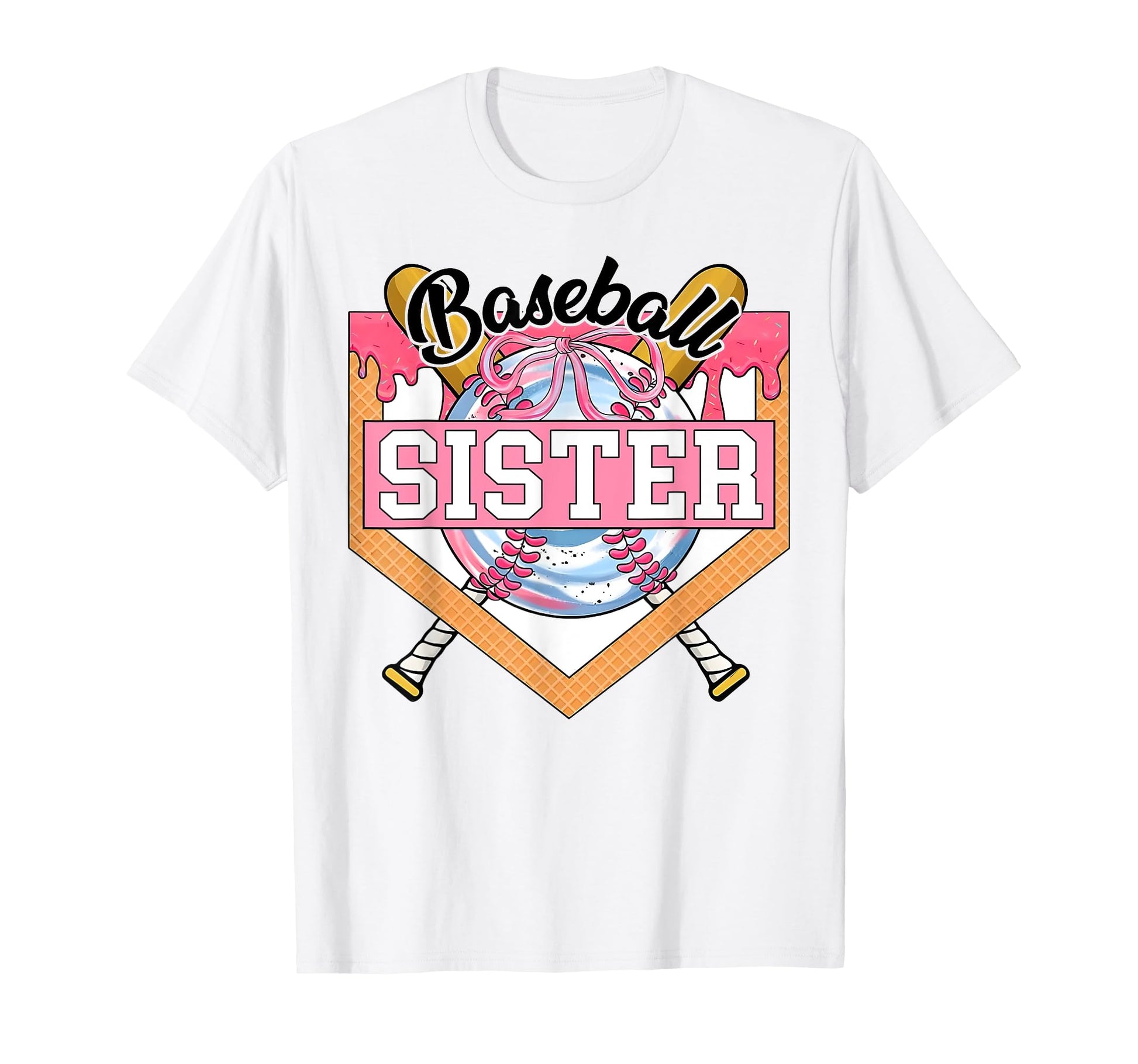 Baseball Sister Coquette Bow Game Day T-Shirt - Custom Art Print Unisex - T-Shirt, Sweatshirt, Hoodie